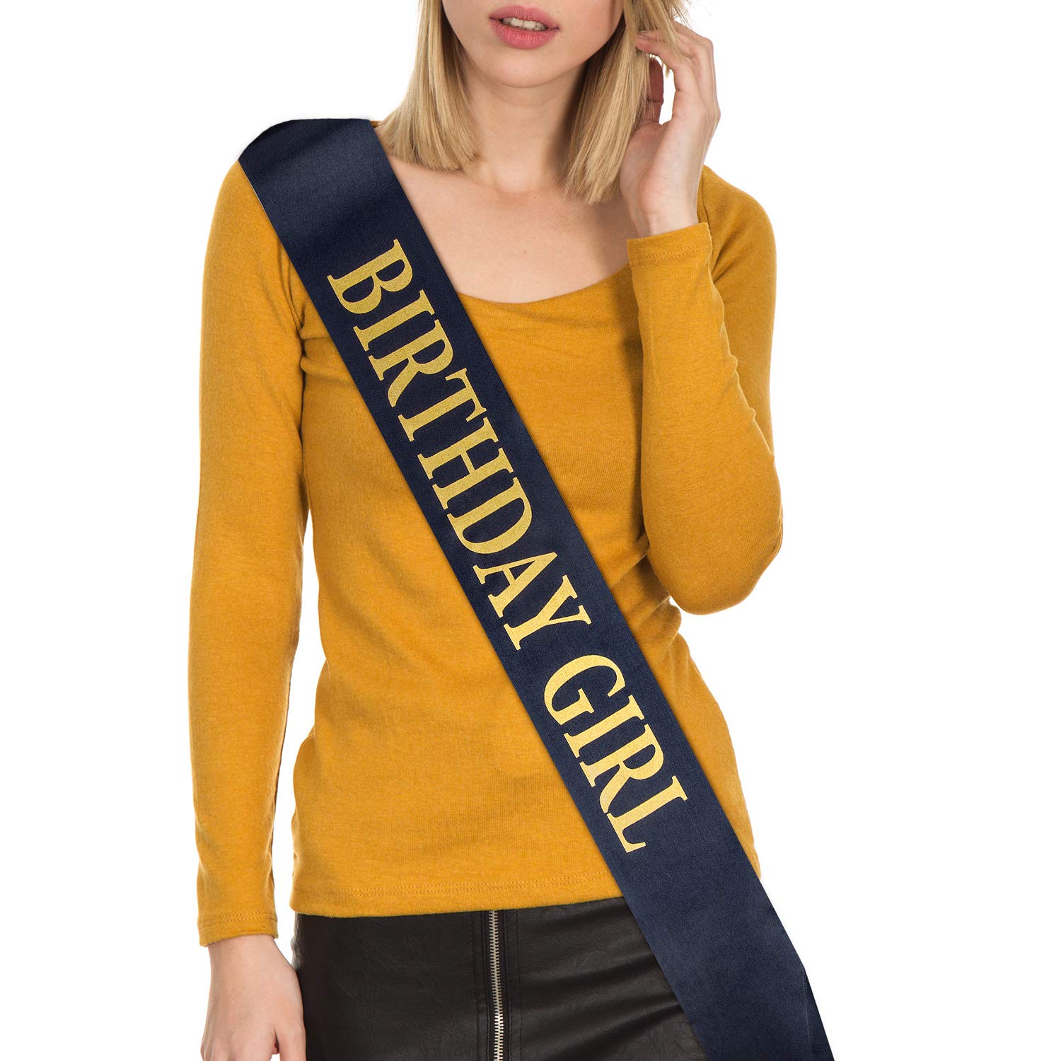 Vuzvuv 'My Golden Birthday' Schärpe – Weiß Mit Gold-schwarzer Schrift, Perfekt Für Geburtstagsfeiern