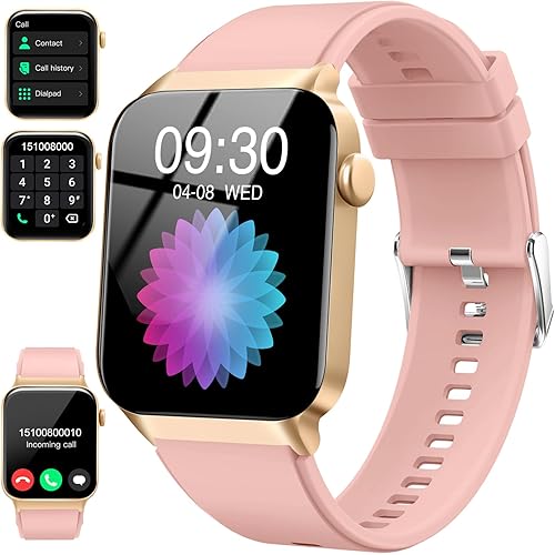 Smart Watch for Men Women, 1.85" Smartwatch (Answer/Make Call), IP68 Waterproof Fitness Tracker, 100+ Sport Modes, Heart Rate and Sleep Monitor, Pedometer, Smartwatches for Android iOS, Rose Gold​
