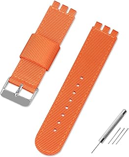 [JUSUTEK] 革新 For スウォッチ ナイロンカンバス時計バンド ベルト コンパチブル Swatch 17mm/19mm/20mm専用 布製 穴付き通気 調節も簡単 男性女性兼用 交換用 ミリタリー腕時計替えバンド