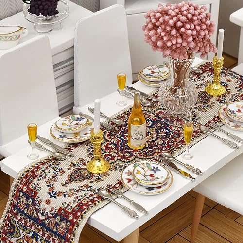 Miniatura 1 de iLAND Accesorios de casa de muñecas en miniatura de juego de té, vajilla y mini comida para muebles de casa de muñecas (elegante)