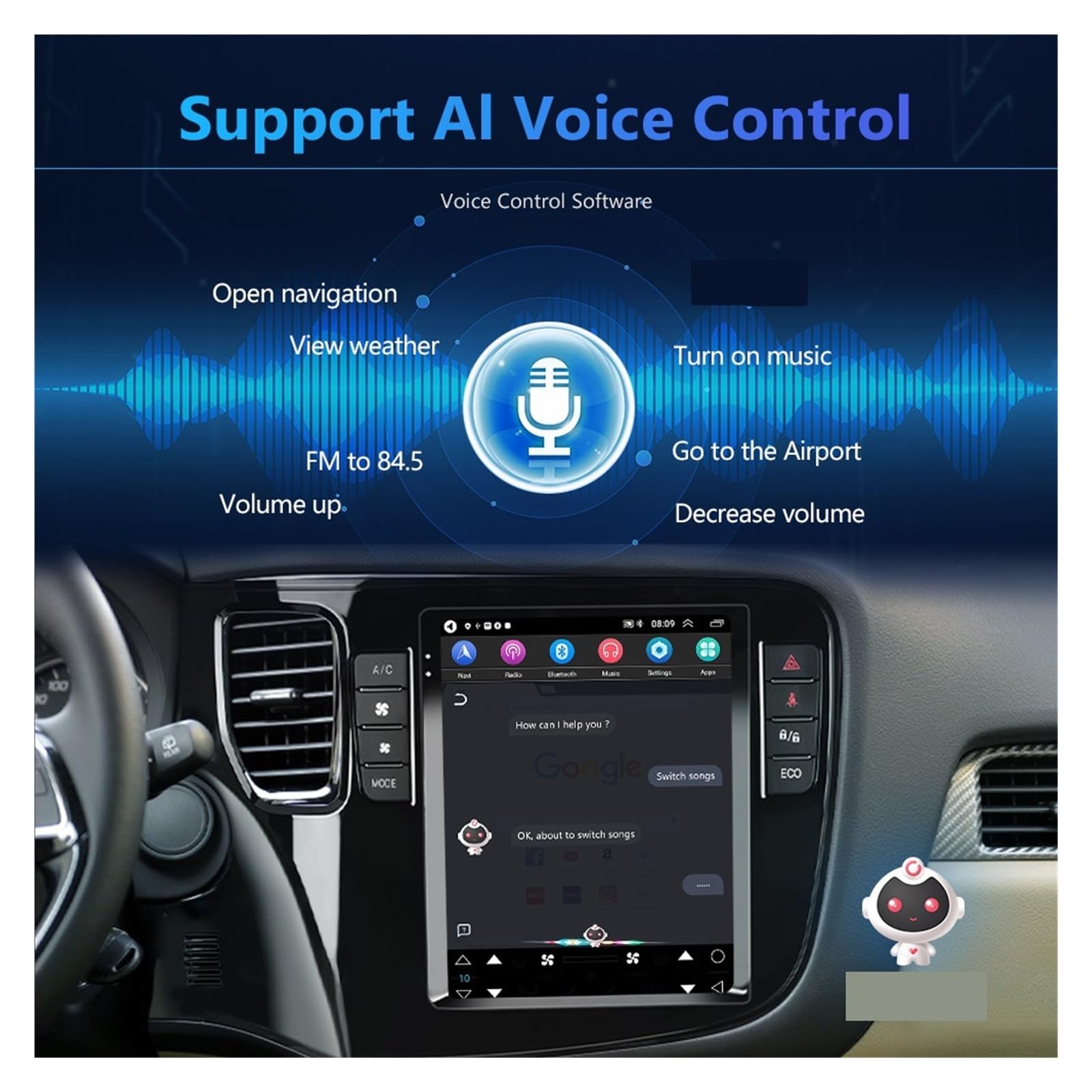 Radio Samochodowe Multimedialny Odtwarzacz Wideo Nawigacja Stereo GPS łAtwa Instalacja(32G Carplay)