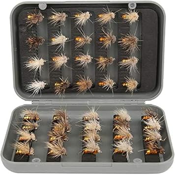 Joyzan Fly Fishing Flies, Fly Fish Lure Kit Accessory Flyfishing Gear Floating Same Lures Dry Insect Set Box Lakes Rivers Reservoirs Nymphs Streams Sinking Salmon Realstic Trouts Emerger 40Pcs