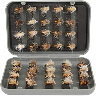 Joyzan Fly Fishing Flies, Fly Fish Lure Kit Accessory Flyfishing Gear Floating Lures Dry Insect Assortment Set Box Lakes Rivers Reservoirs Nymphs Streams Sinking Salmon Realstic Trouts Emerger 40Pcs