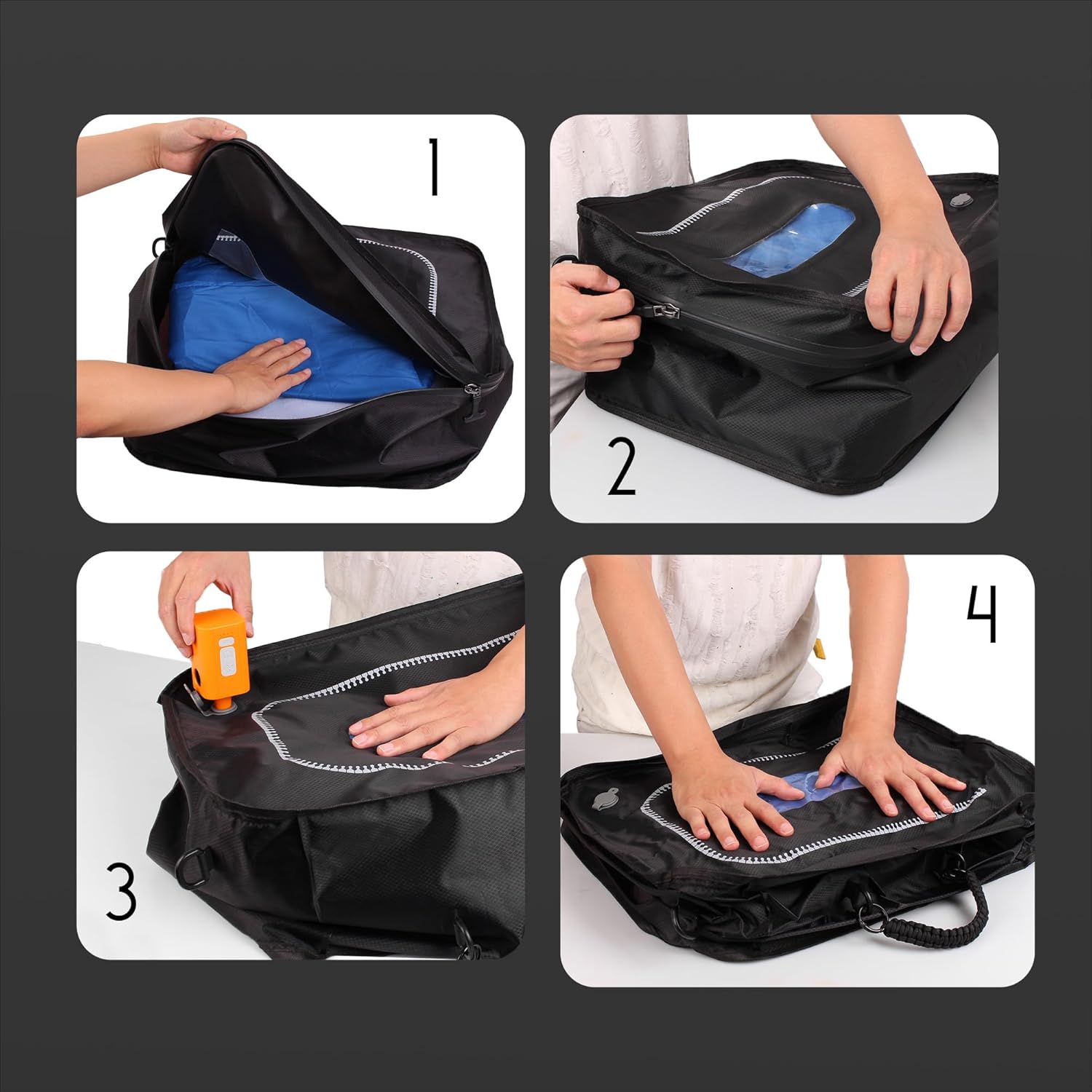 Vacuum Seal Travel Bags with Pump-Reusable Compression Packing Bags for Clothes, Large Airtight Storage,Travel Suction Sealed Bag for Carry Suitcase Travelpack Extra Space Saving Airbag(1PC+Pump, 49L)