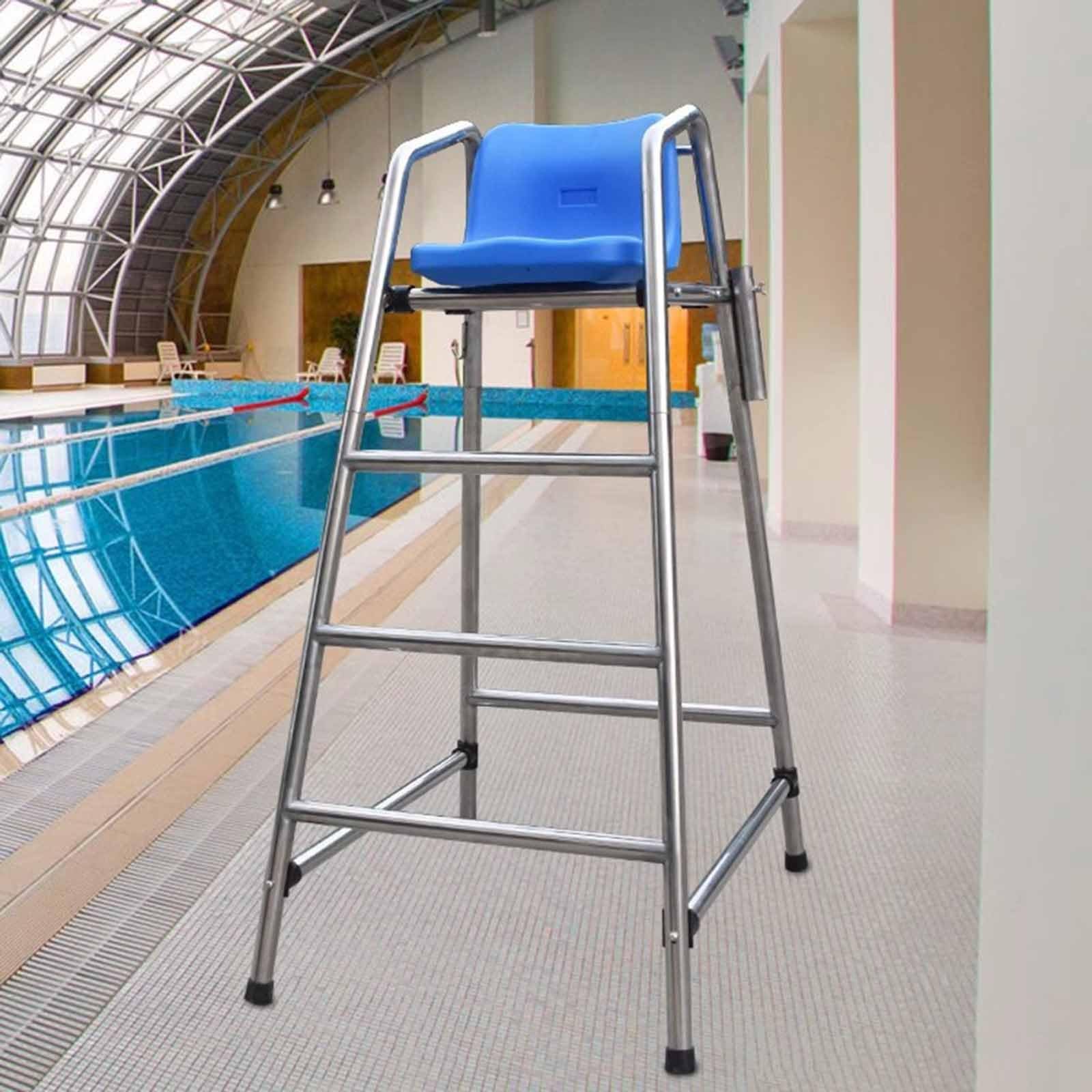 Genérico Escaleras para Piscinas Silla de Salvavidas Acero Inoxidable Observación de socorristas Playa Piscinas Pista de Tenis Árbitro Socorristas Altos, (Silla de socorrista de Acero Inoxidable de