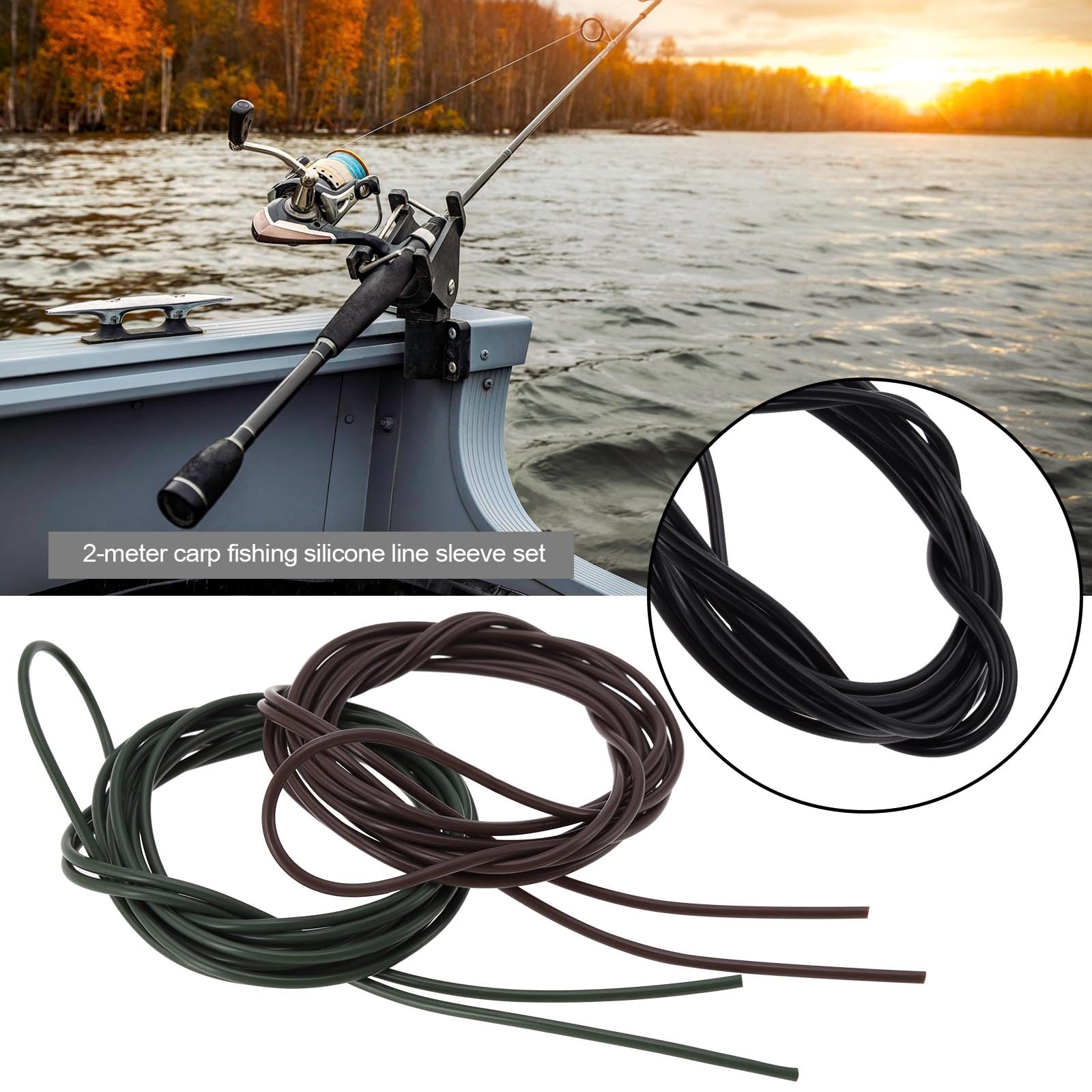EMSea 6 tubos termorretráctiles de goma de silicona de 2 metros para pesca de carpas, aparejos de pesca antienredos, aparejos de pesca en 3 colores para aparejos de pesca de carpas