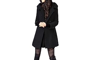 Women's Warm Double Breasted Wool Pea Coat Trench Coat Jacket With Hood