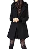 Women's Warm Double Breasted Wool Pea Coat Trench Coat Jacket with Hood