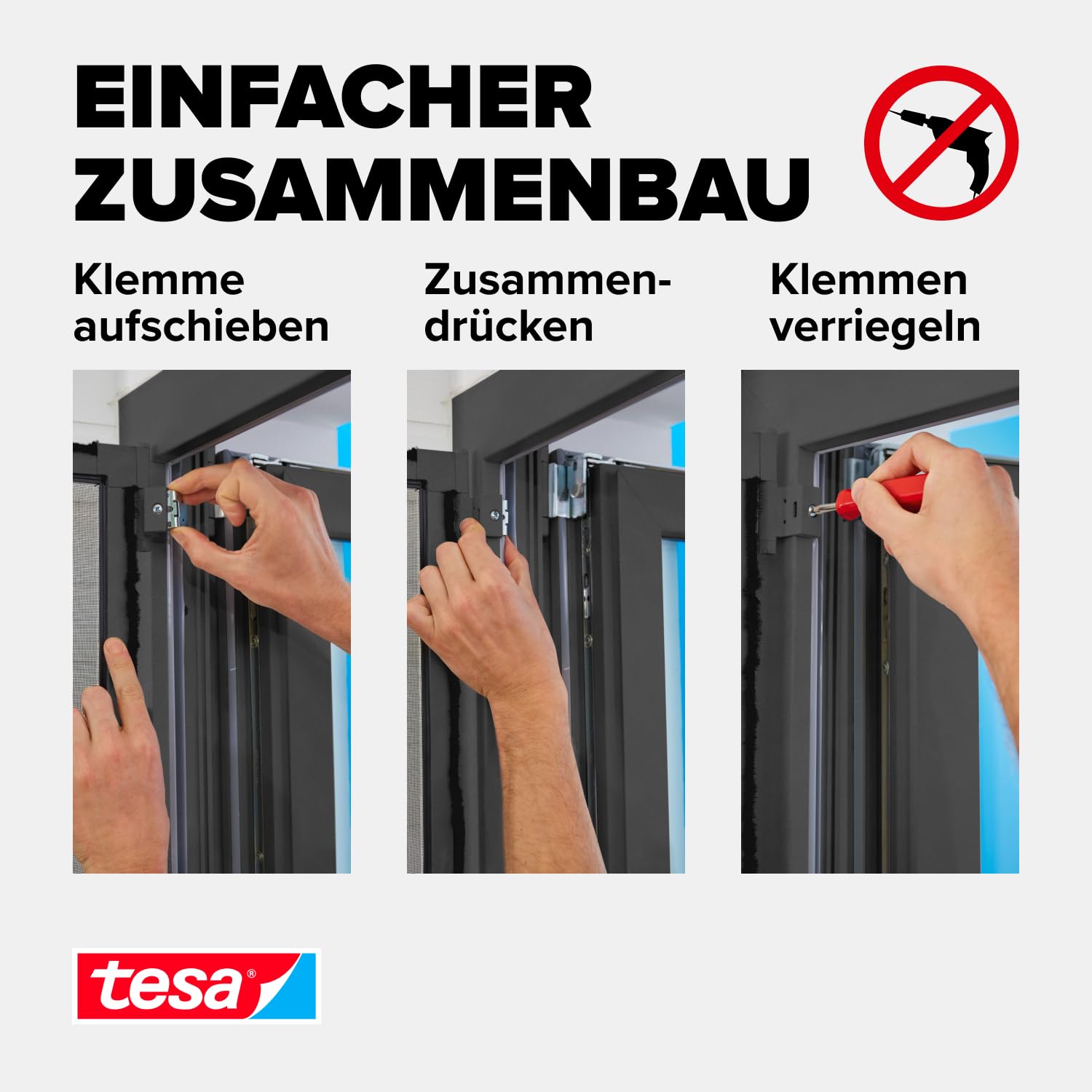 tesa Insect Stop Fliegengitter Adapter-Set für ALU COMFORT Türen - zur Montage von tesa Insect Stop Insektenschutzgittern - ohne Bohren - für Tür- und Fensterrahmen von 13 bis 20 mm - weiß