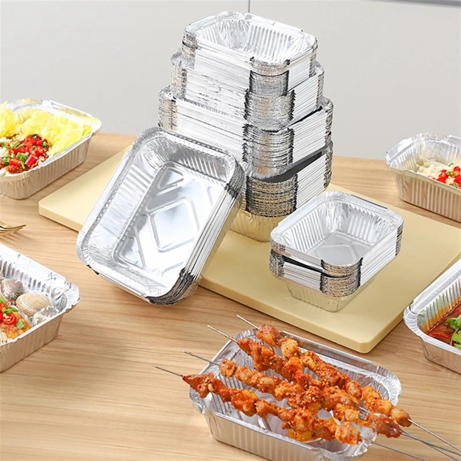 Bandejas for Hornear de Papel de Aluminio, 50 Unidades, for loncheras de Papel de Aluminio, bandejas de Papel de Aluminio, bandejas de Papel de Aluminio for cocinar y Hornear.(700ml)