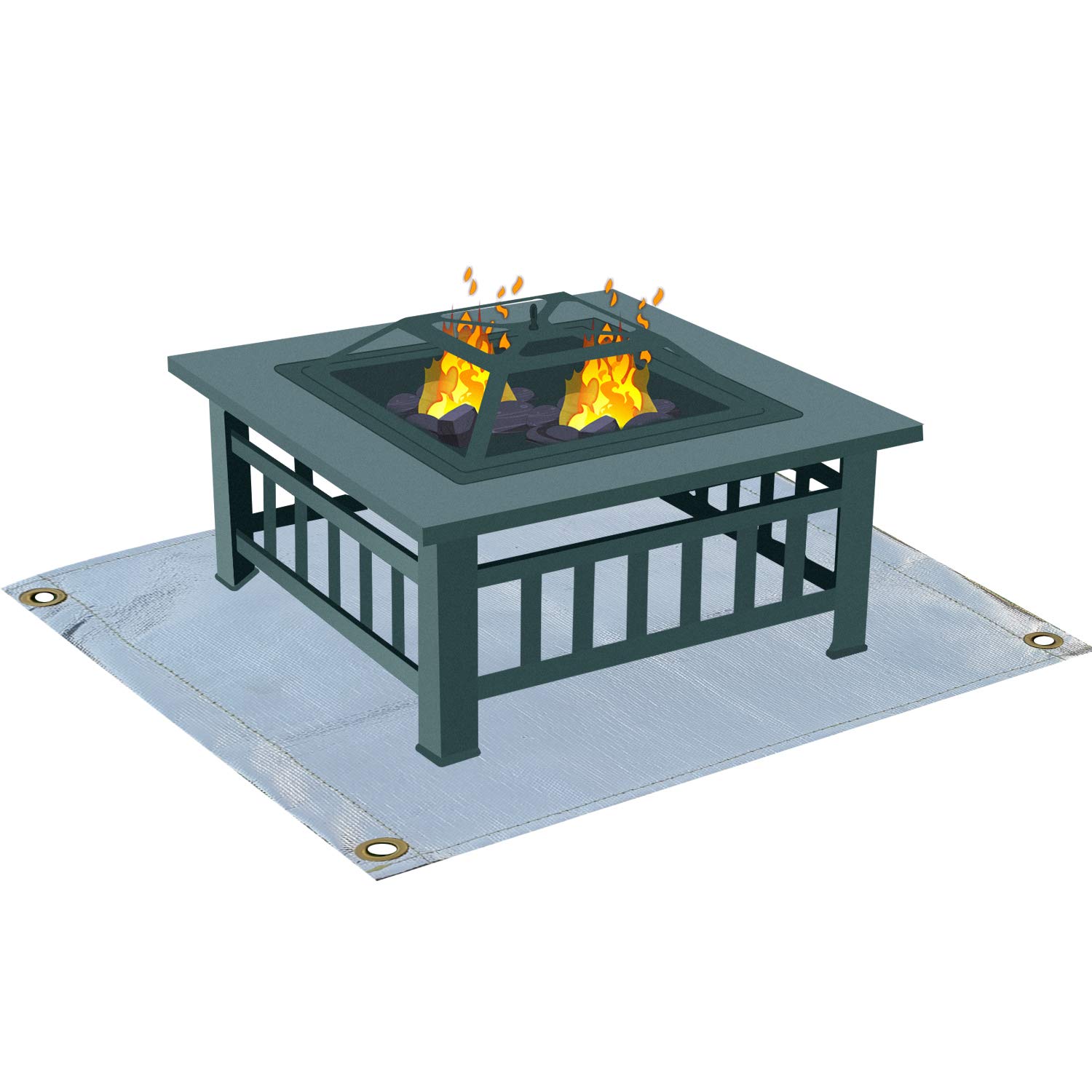 Fire Pit Mat, Gas Grill Mat for Ground, Patio, Deck, Lawn, Outdoor or Campsite Protection Ember Mat Pad Fireplace Rug