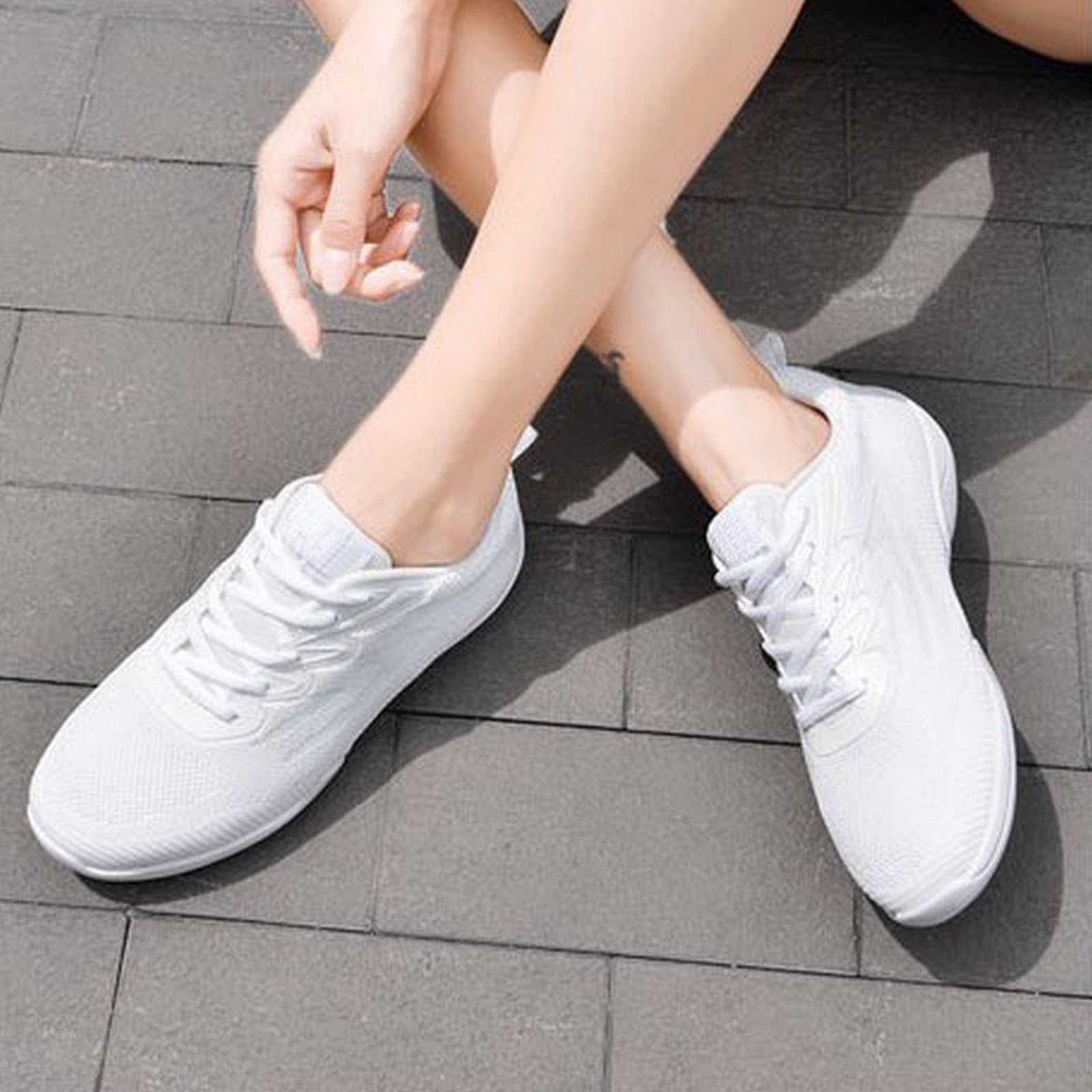 Generisch Cheer Shoes - Zapatos de danza para mujer, color blanco, para gimnasia, jazz, yoga, entrenamiento, al aire libre, para caminar, danza, aeróbic, con cordones