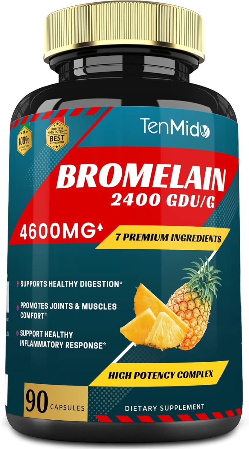 Tenmido Bromelain Extract Capsules 4600mg, Proteolytic