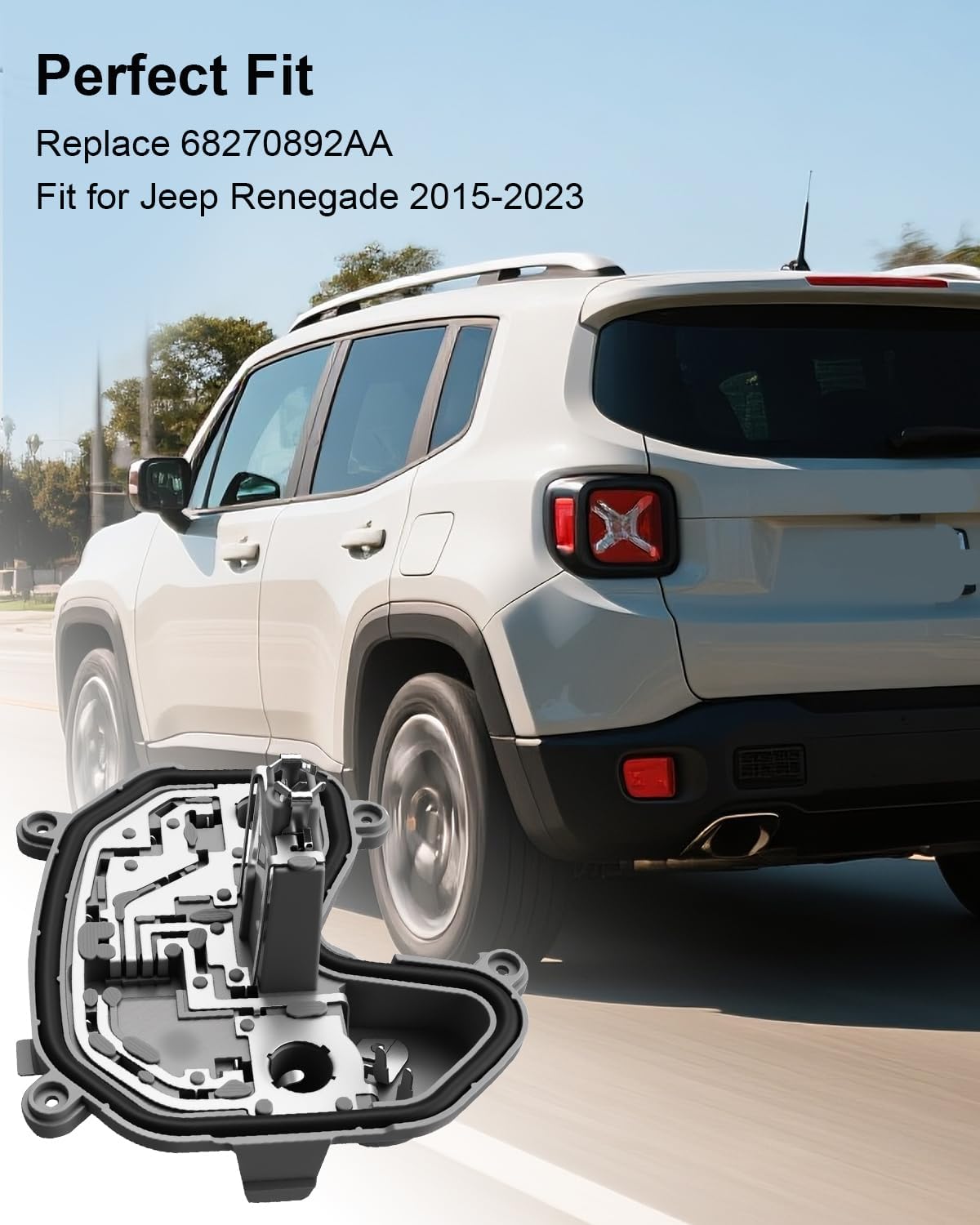 Rear Tail Lamp Housing Holder Bracket with Harness and Light Fit for Jeep Renegade 2015-2023, Rear Tail Lamp Bracket Replace 68270892AA, Left Driver Side