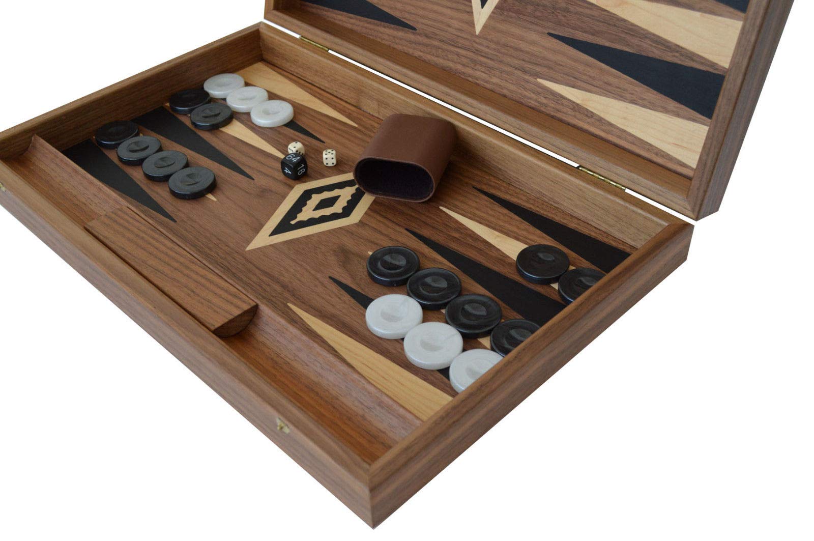 Manopoulos Walnut Backgammon Set - Hand Made in Greece
