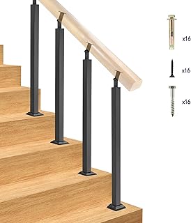 Yolanda 4pcs Black Railing Post Kit, Metal Stair Post, Indoor Outdoor Me...