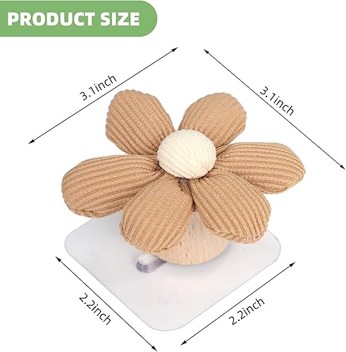 Miniatura 2 de Paquete de 2 ganchos adhesivos de pared con flores para colgar toallas, abrigos, ganchos adhesivos para baño, ducha, cocina (caqui)