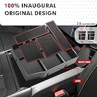 Vista 3 de Autorder Center Console Organizer for Ford F150 2021 2022 2023 Accessories Armrest Storage Box Secondary Insert Tray with Black & Red Silicone Mats