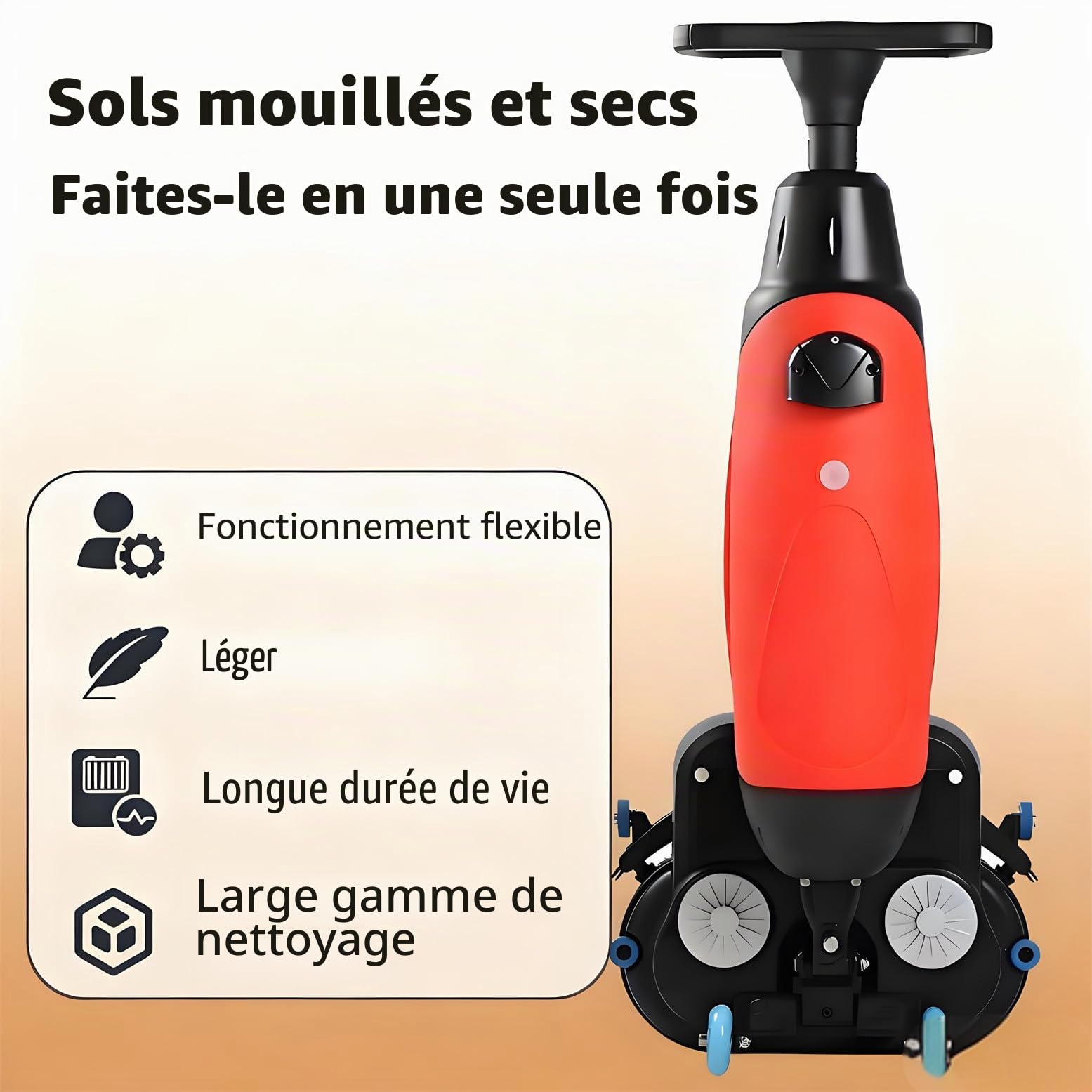 Autolaveuse de Sol Automatique Mini, sans Fil et alimentée par Batterie, Largeur de Nettoyage de 43 cm (17 Pouces), autonomie de 90 Minutes, Dimensions : 120 x 50 x 36 cm Grey