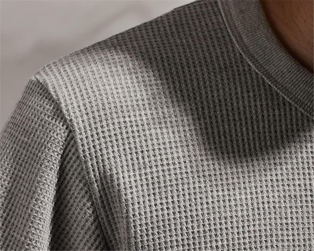 Vogrtcc Camiseta de cuello Henry para hombre, manga corta, estilo casual, holgada, 23001, XXL