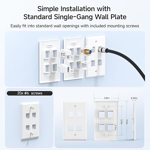 Miniatura 4 de Cable Matters - Placa de pared de perfil bajo para conexión, 10 piezas de color blanco