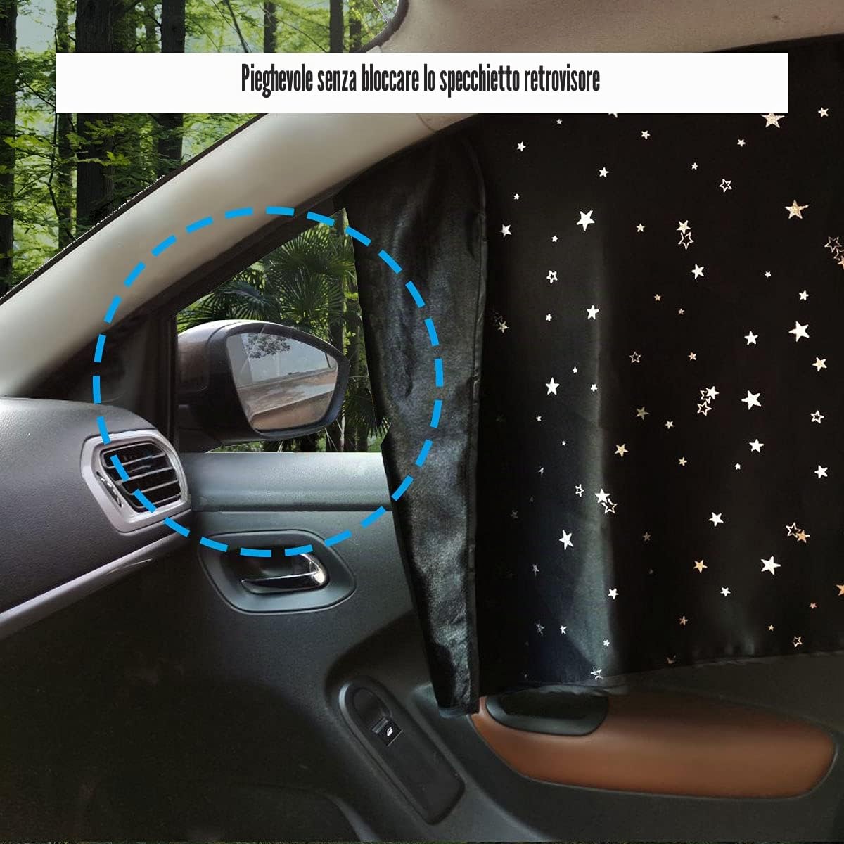 ZATOOTO Tende Parasole Auto per Bambini - Protezione Solare Auto per Neonati, Protezione Solare Magnetica Finestrino Laterale, Nero Stella 2 pezzi