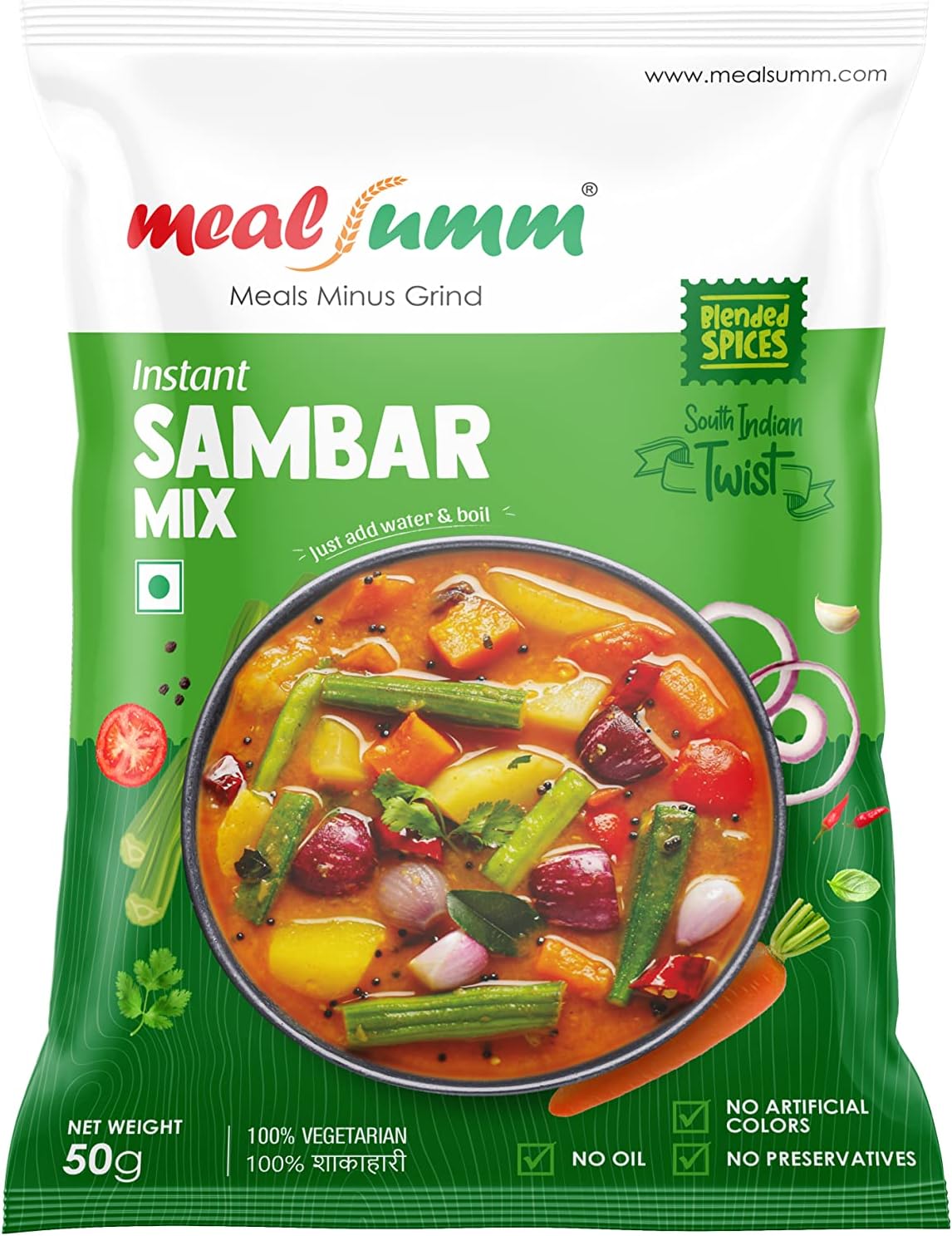 Mealsumm Instant Sambar (High Protein, 30 gm PROTEIN in 200 gm - Pack of 4) - 200 gm