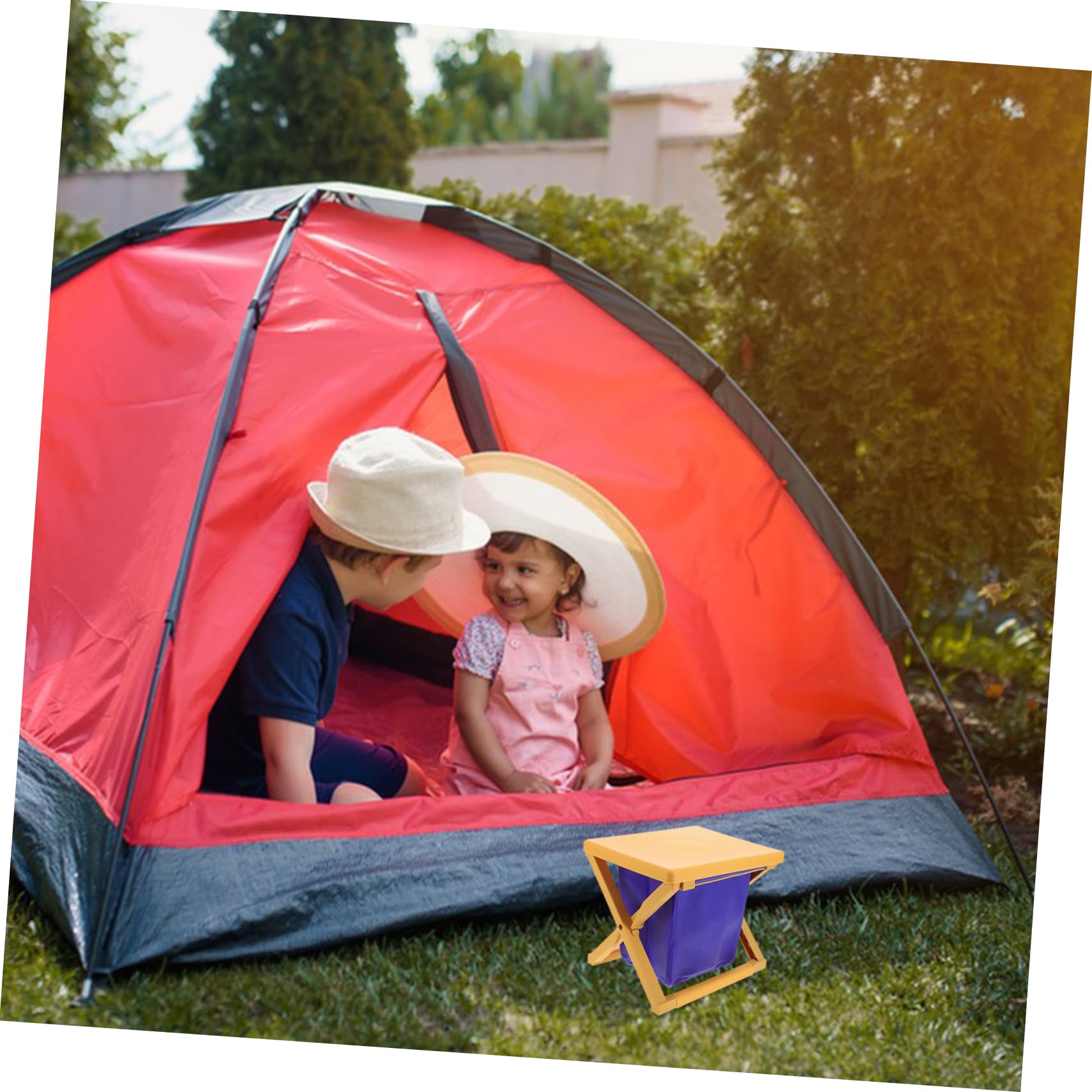 Orinal Portátil Plegable Naranja de Pp y Tpe para Camping y Viaje
