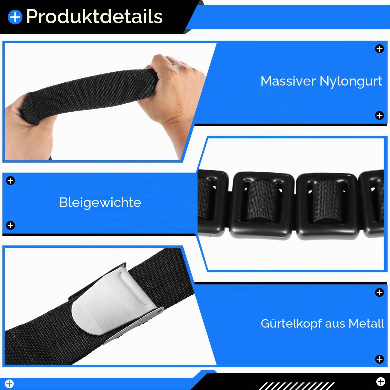 Homaisson Tauchgewichte mit Gürtel für Freitauchen, Tauchgewichte mit Gürtel, beschichtetes Blei, Tauchgewichte, 81,3–132,1 cm, verstellbarer Nylon-Gürtel, Schnellverschluss-Schnalle, 4 Stück