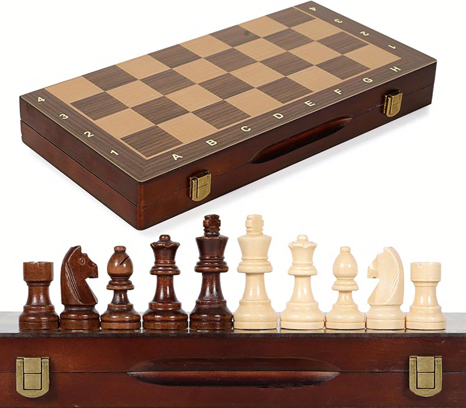 15-Inch Magnetic Wooden Chess Set with 2 Extra Queens – Handcrafted Foldable Board Game for Adults, Beginners