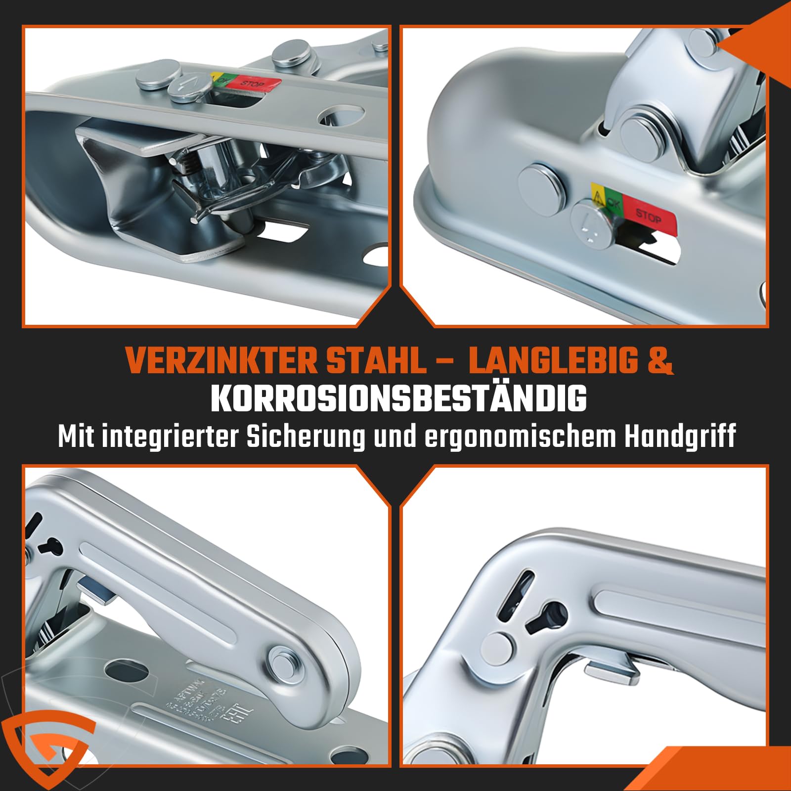 GEARMONSTER Attacco per rimorchio 800 kg, testa di aggancio quadrata, 50 mm, sfera universale, aggancio per rimorchio WW8-G