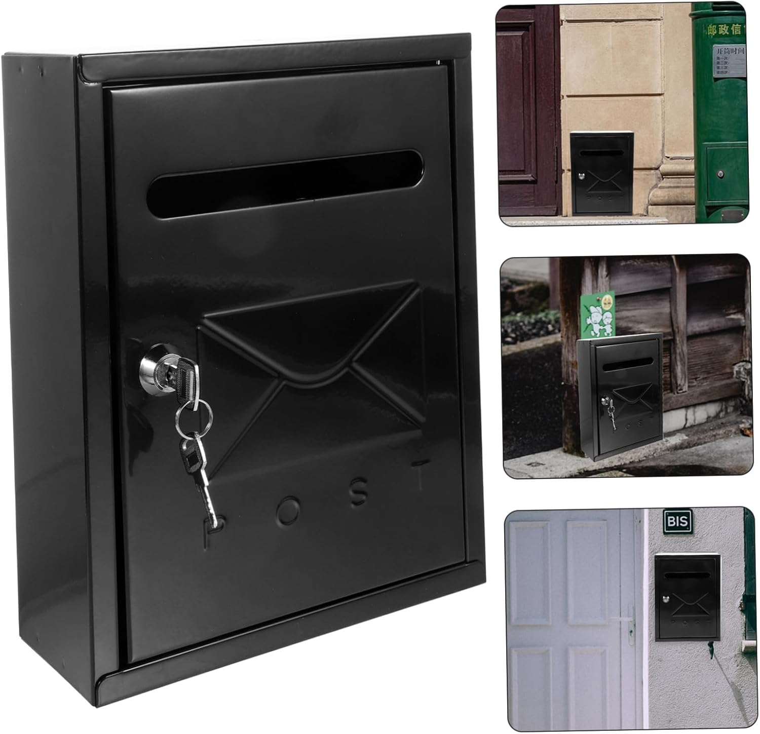 Vintage Wall Mounted Mailbox with Lock Rainproof Iron Letter Box for Outdoor Use European Style Post Box for Villa Weather-Resistant Metal Mailbox Space-Saving Wall Mount Design