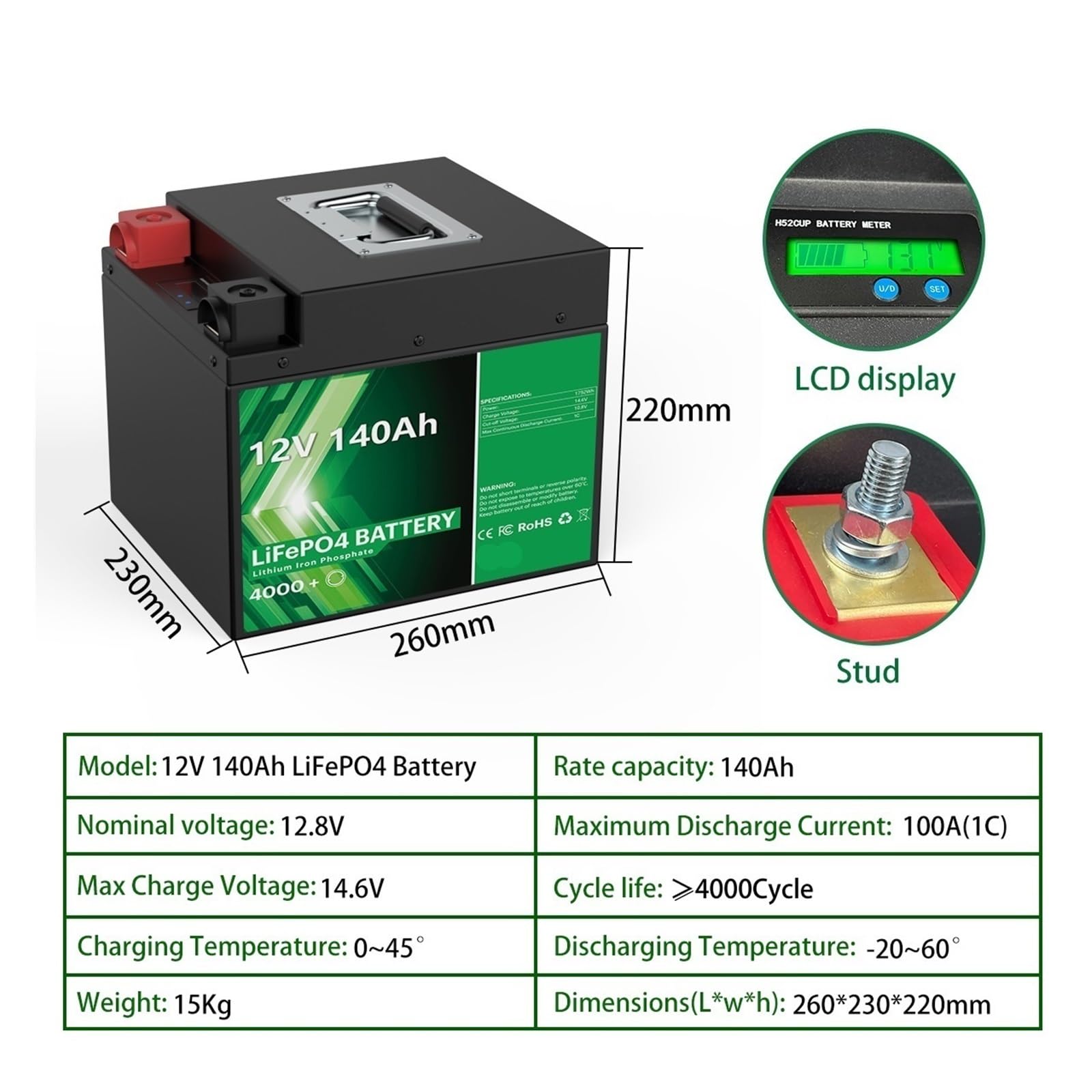 Paquete De Baterías, Unidad De Almacenamiento De Energía De 12 V 140 Ah | Tablero De Gestión De Circuito Integrado, For Sistema De Almacenamiento De Energía Solar Doméstico(Shipping Cost)