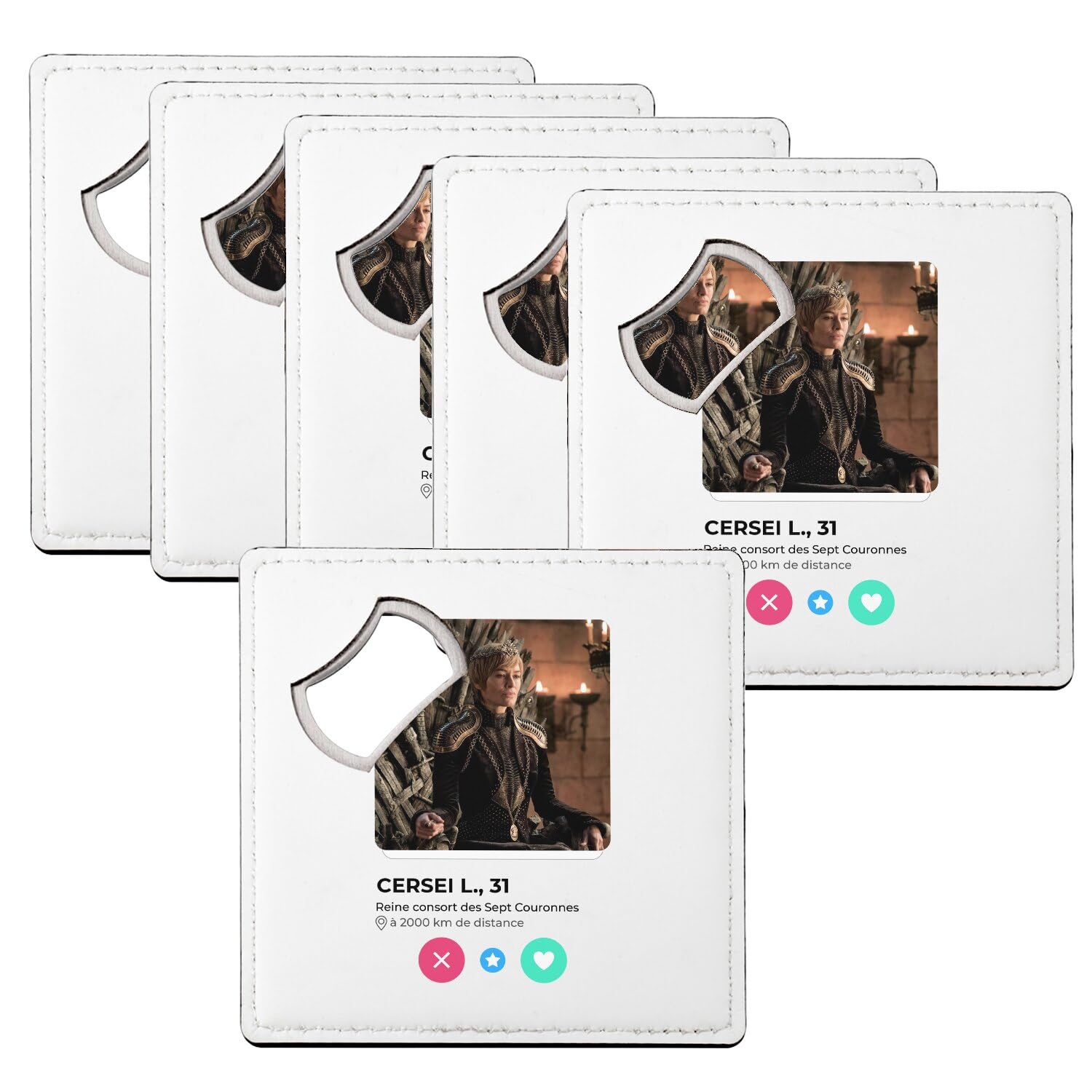 Sous verre décapsuleur Cersei Lannister lot de 6 le cadeau idéal pour fans de séries