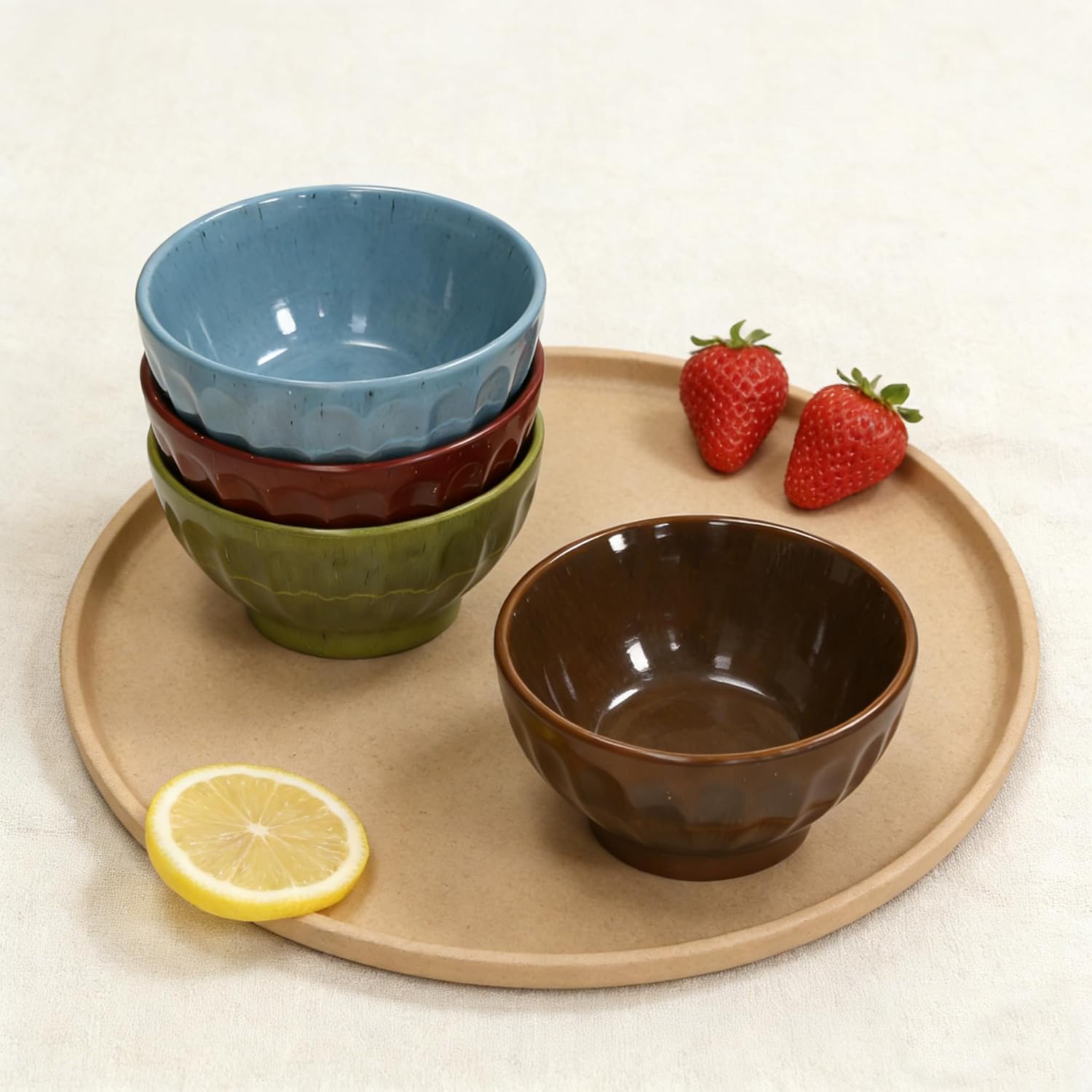 M&B GWPP Upgraded Melamine Bowls Set - 5.4 Inch Fluted Bowls｜14oz Cereal Bowls Set of 4, Microwave & Oven Safe | Perfect for Oatmeal, Soup, Salad & Snack (Mixing Color)