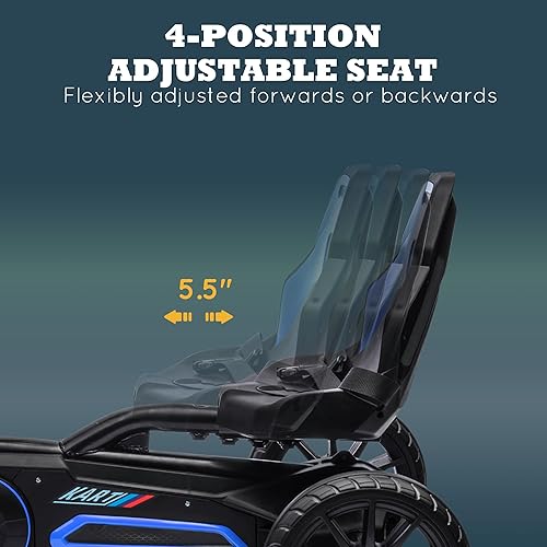 Miniatura 3 de Aosom Go Kart con pedal para niños, juguete para montar al aire libre con asiento ajustable, eje oscilante, freno de mano, 4 ruedas de EVA