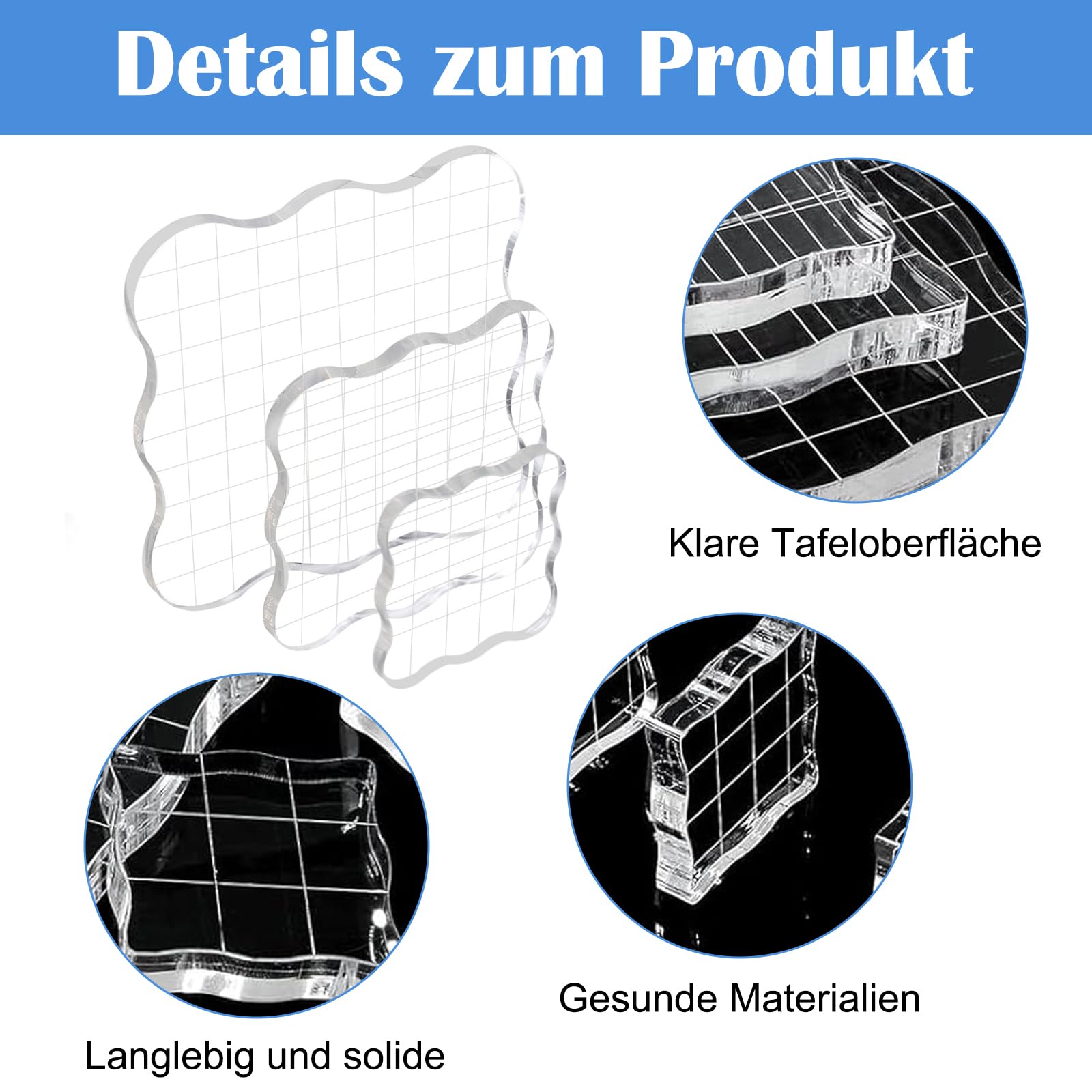 Blocchi Per Timbri Trasparenti - 3 Pezzi In Acrilico Con Griglia, Per Scrapbooking E Fai Da Te - Foto 11