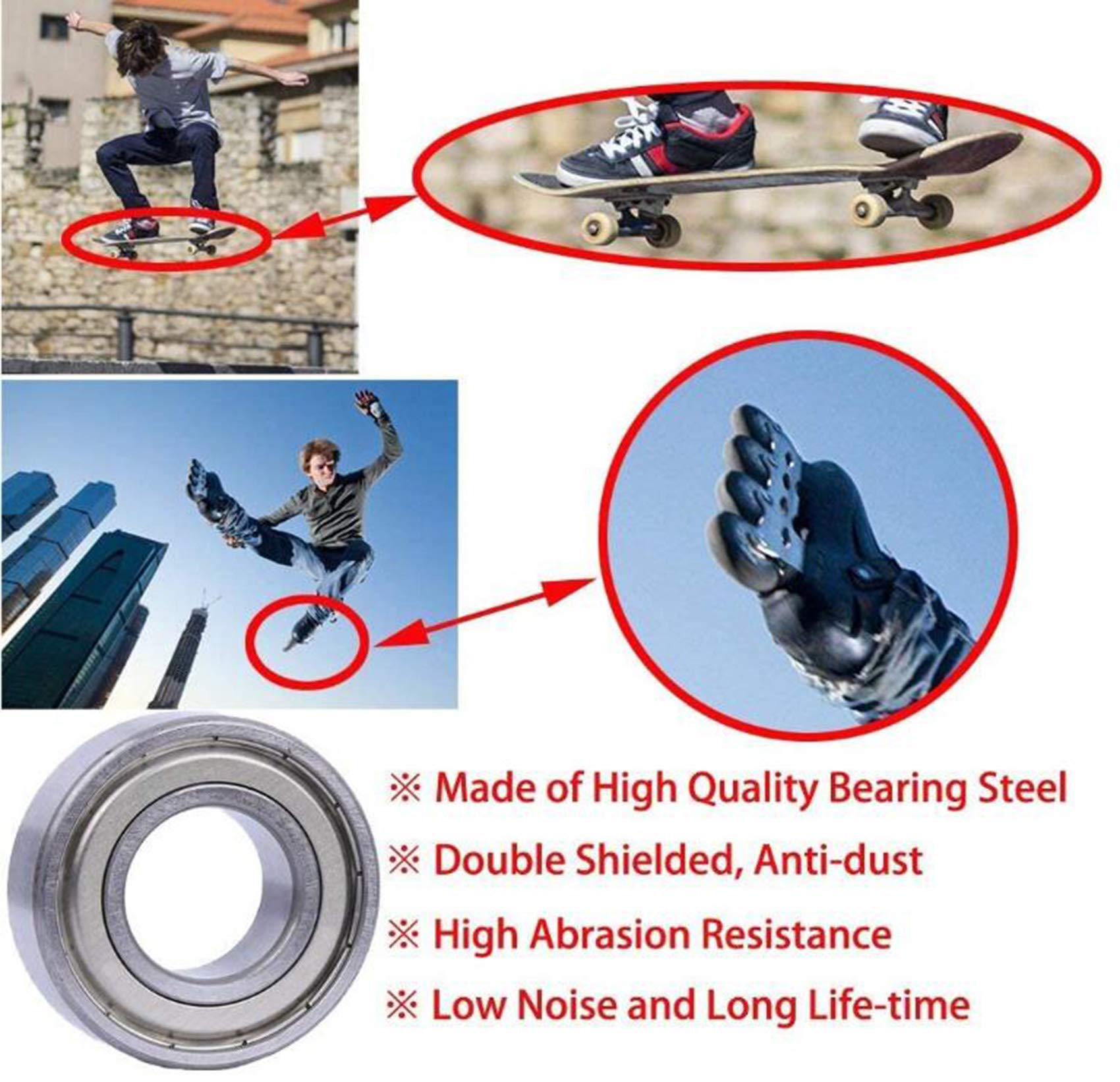 Yrlehoo 608 ZZ Kugellager 20er Set - Für Skateboard, Roller & Inlineskates