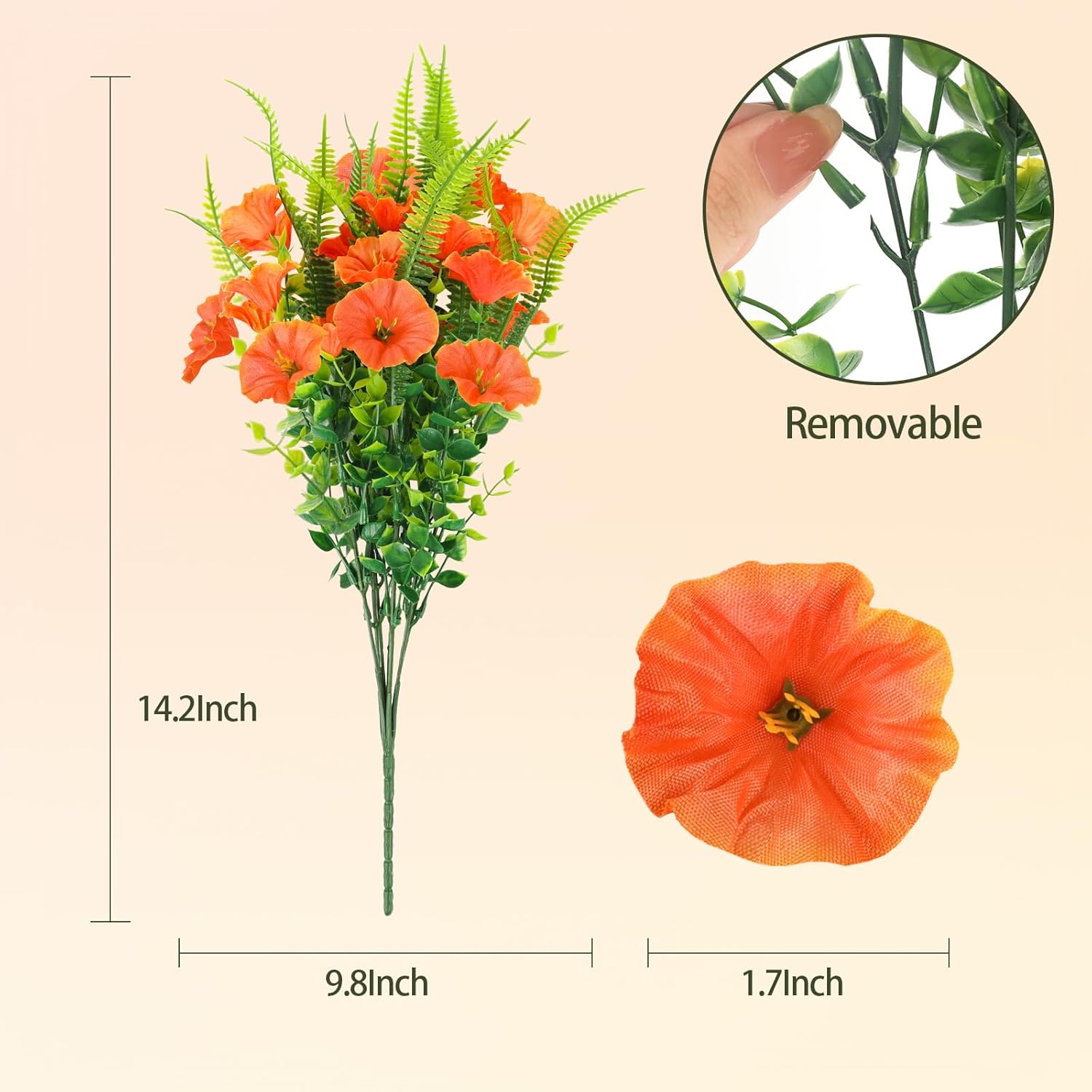 Artificial Fall Flowers for Outdoors 12 Bundles Fake Mums Petunias Flowers UV Resistant Shrubs Plants with Fern for Indoor Outside Hanging Planters Home Garden Autumn Thanksgiving Decorations - Image 7