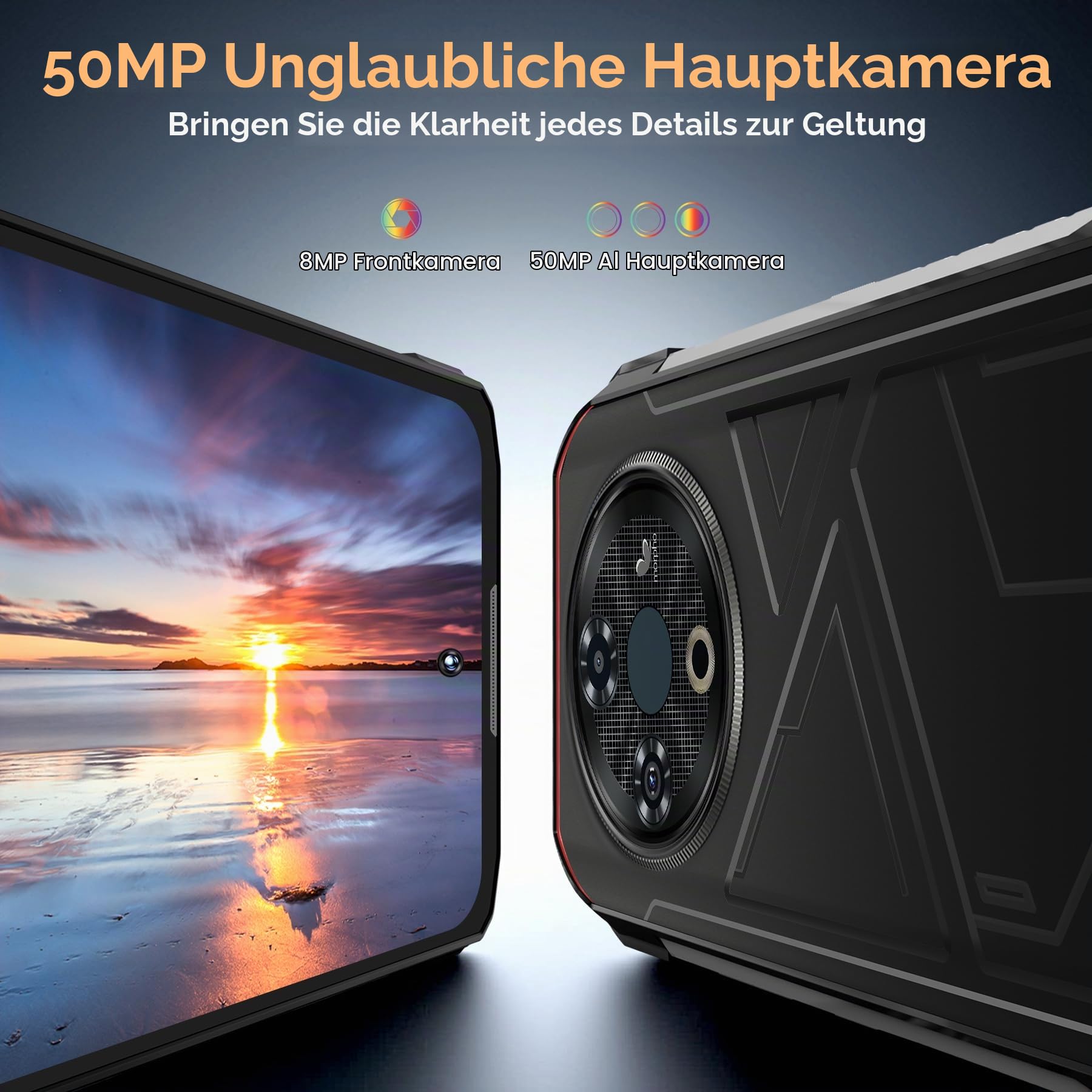 DOOGEE Fire 6 Telephone Portable Incassable avec Thermique Caméra, 16Go(6+10)/256Go Smartphone Incassable Android 14, 50MP+8MP, 10400mAh Antichoc, 6.56" HD+/NFC/Doble Sistema/IP68/4G Triple Slot Carte