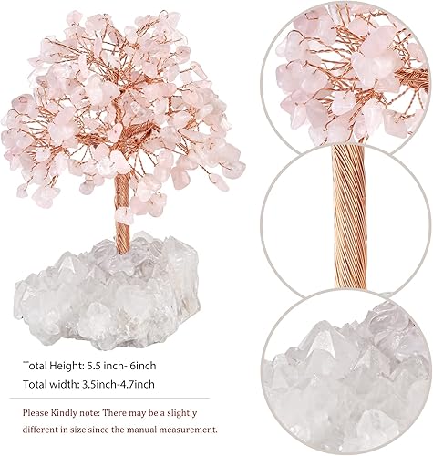 Miniatura 2 de rockcloud Árbol de dinero de cristal hecho a mano con base de racimo de cristal de roca, árbol bonsái con piedras preciosas para decoración de