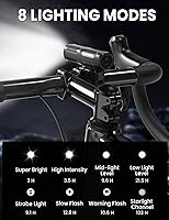 Vista 3 de Juego de luces delanteras y traseras para bicicleta, 8+5 modos USB-C recargables para bicicleta y luz trasera, luces LED de seguridad impermeables