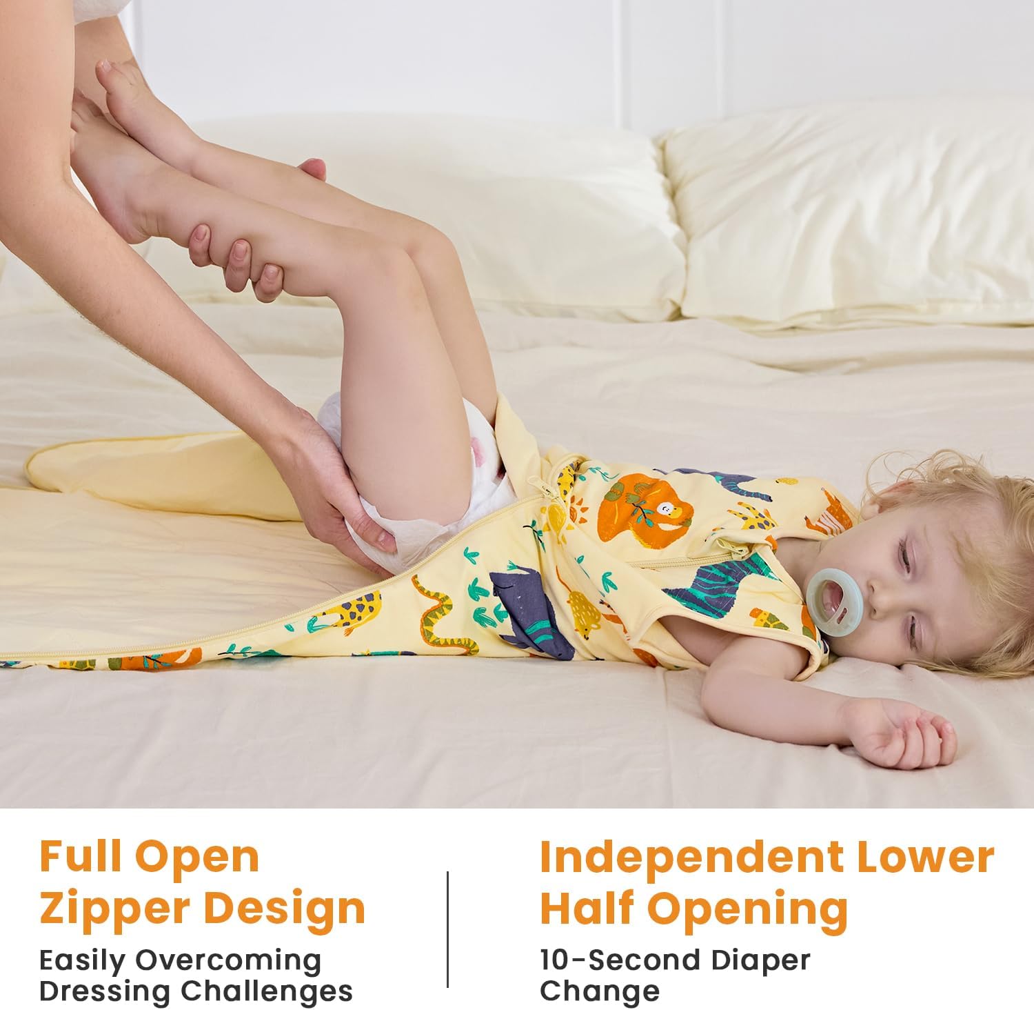 Bamboo Viscose Sleep Sack for Babies and Toddlers 1.0 Tog Wearable Blanket 2-Way Zipper Baby Shower Gifts - Image 6