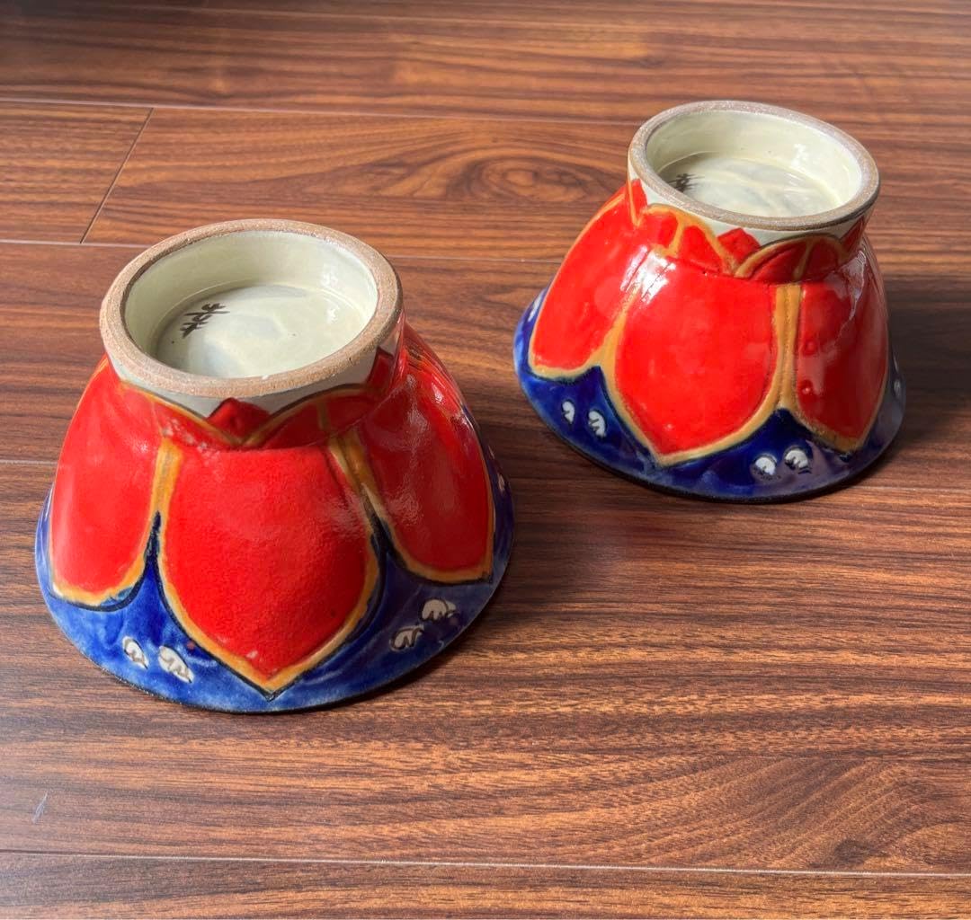 新品　沖縄　やちむん　花笠　花笠マカイ　丼ぶり　茶碗　5寸　2個セット 沖縄 やちむん 花笠 花笠マカイ 丼ぶり 茶碗 5寸 2個セット 新品 沖縄