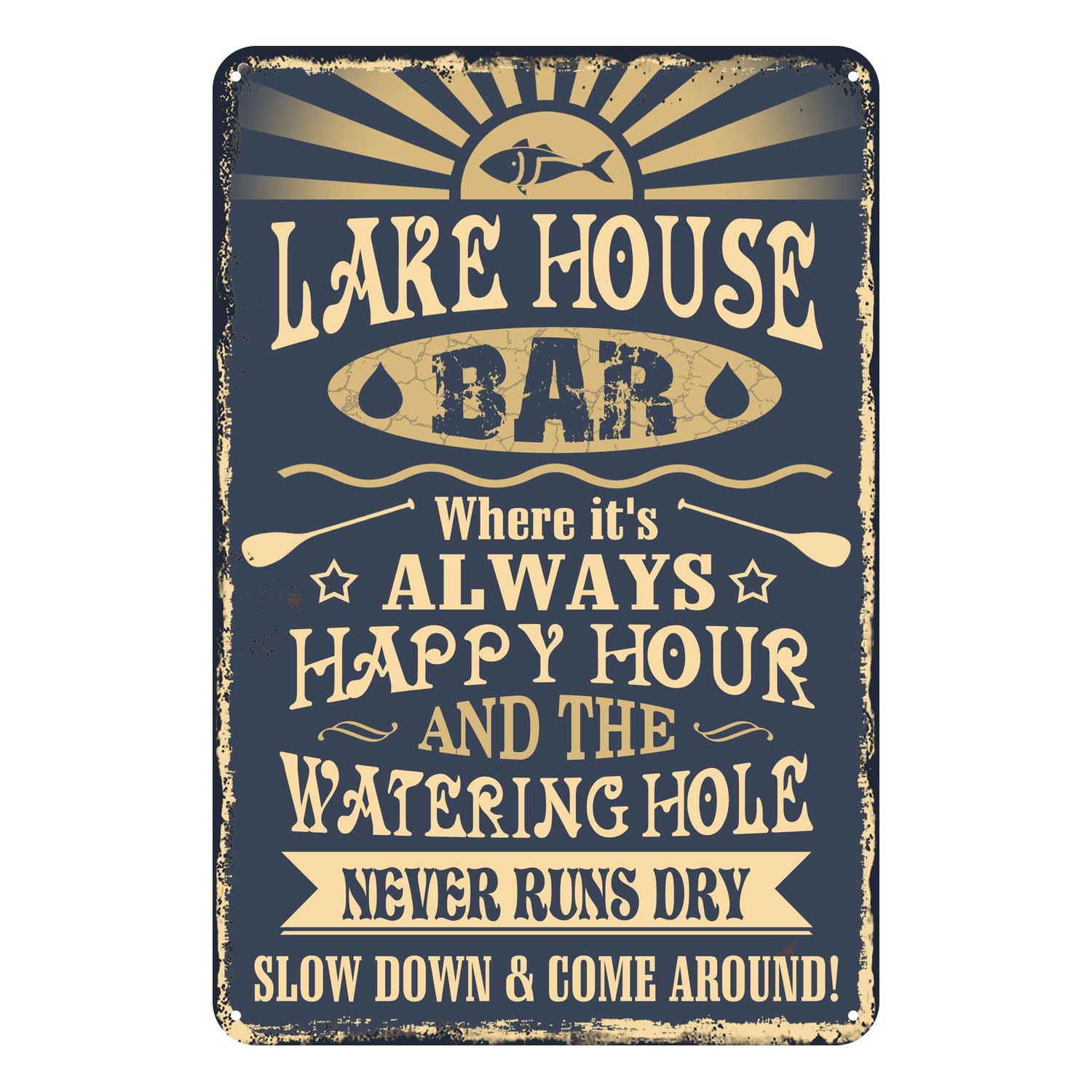 Kwqdozf As Pic Metal Sign Lake House Bar Where It's Happy Hour Retro Decor Home Library Bo