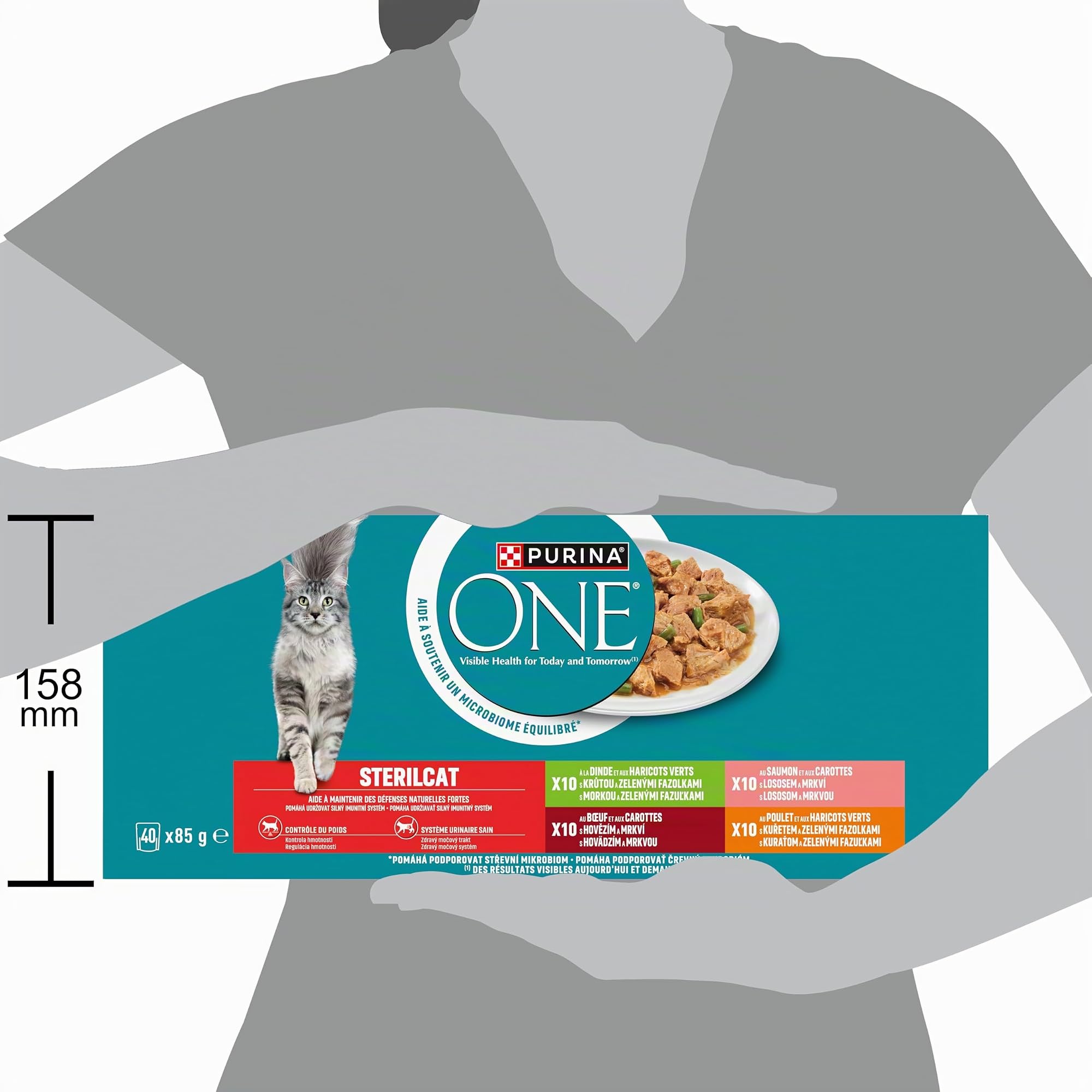 PURINA ONE | Gatto adulto Sterilizzato | Sostiene la vitalità del gatto, i muscoli e le articolazioni | Scagliati in salsa | Manzo, Pollo, Salmone, Tacchino | Bustine Freschezza, Confezione da 40 x 85