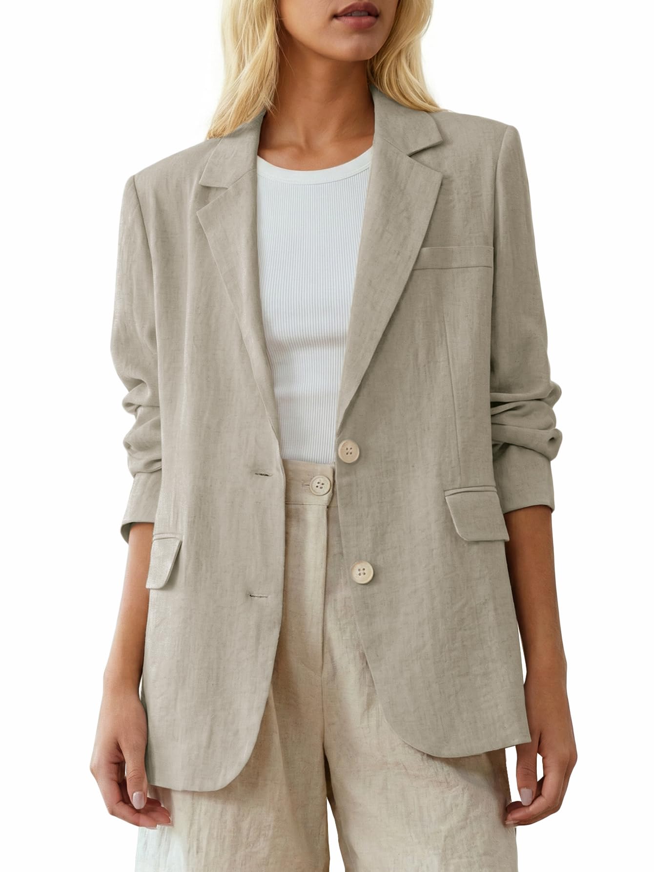 Photo 1 of Mina Self Womens Fashion Clothes 2026 Spring Khaki Tops Funeral Outfit Long Sleeve Shirts Ropa para Mujer Going Out Classic Basics Trendy Plus Size Y2k Cute Top Dressy Sexy Clothing Zara