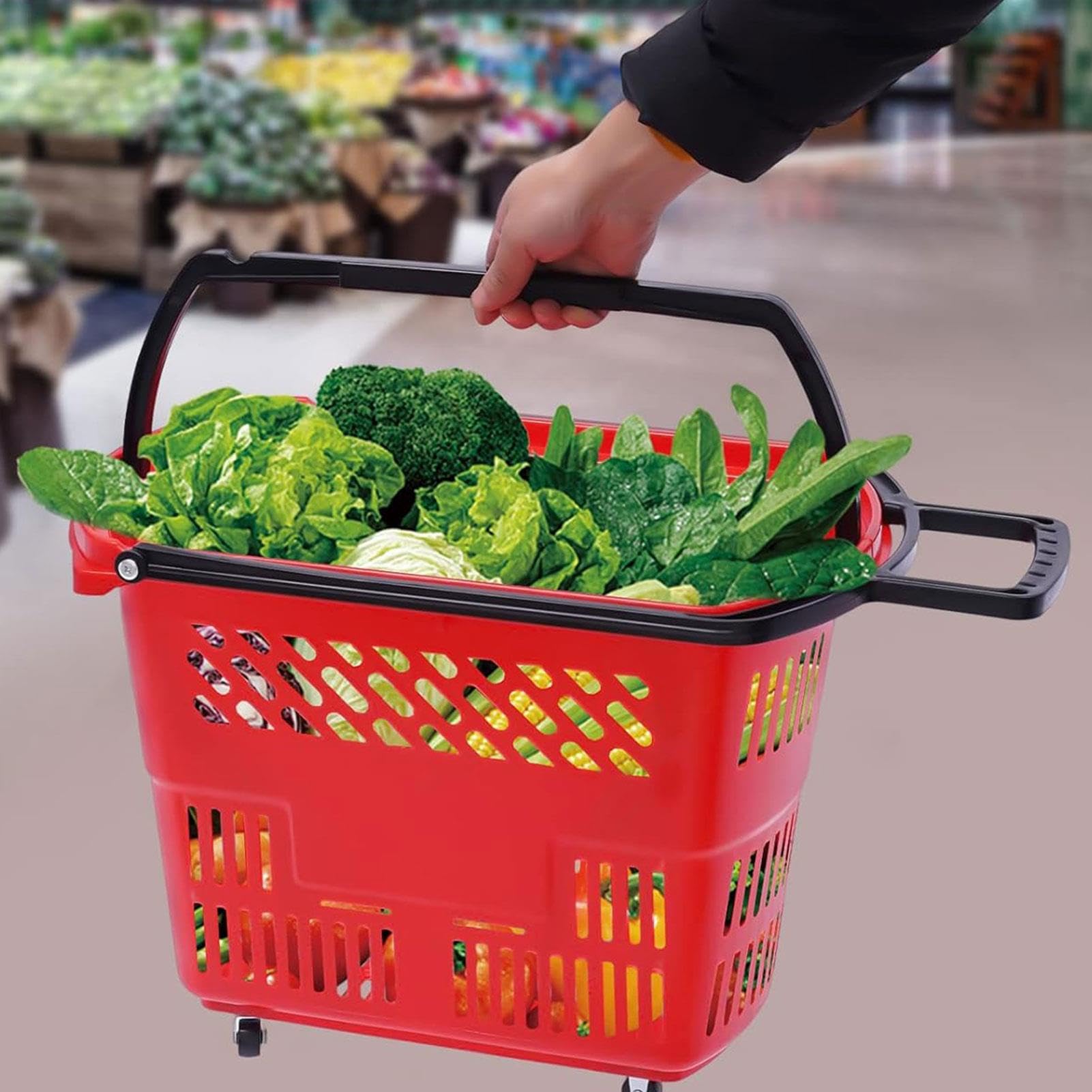 Koszyk na kółkach z plastikowymi uchwytami Idealny na rynki Sklepy detaliczne Pralnia i zakupy spożywcze Wygodny i wytrzymały