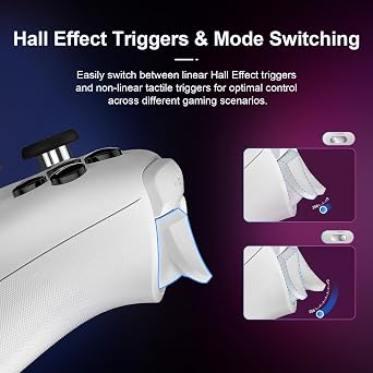 8BitDo Ultimate 2 Bluetooth Controller for Switch, Switch 2, PC&Windows,Switch Pro Controller with TMR Joysticks,Tactile/Hall Triggers,Programmable L4/R4 Bumpers,2 Back Paddle Buttons,RGB Ring,White