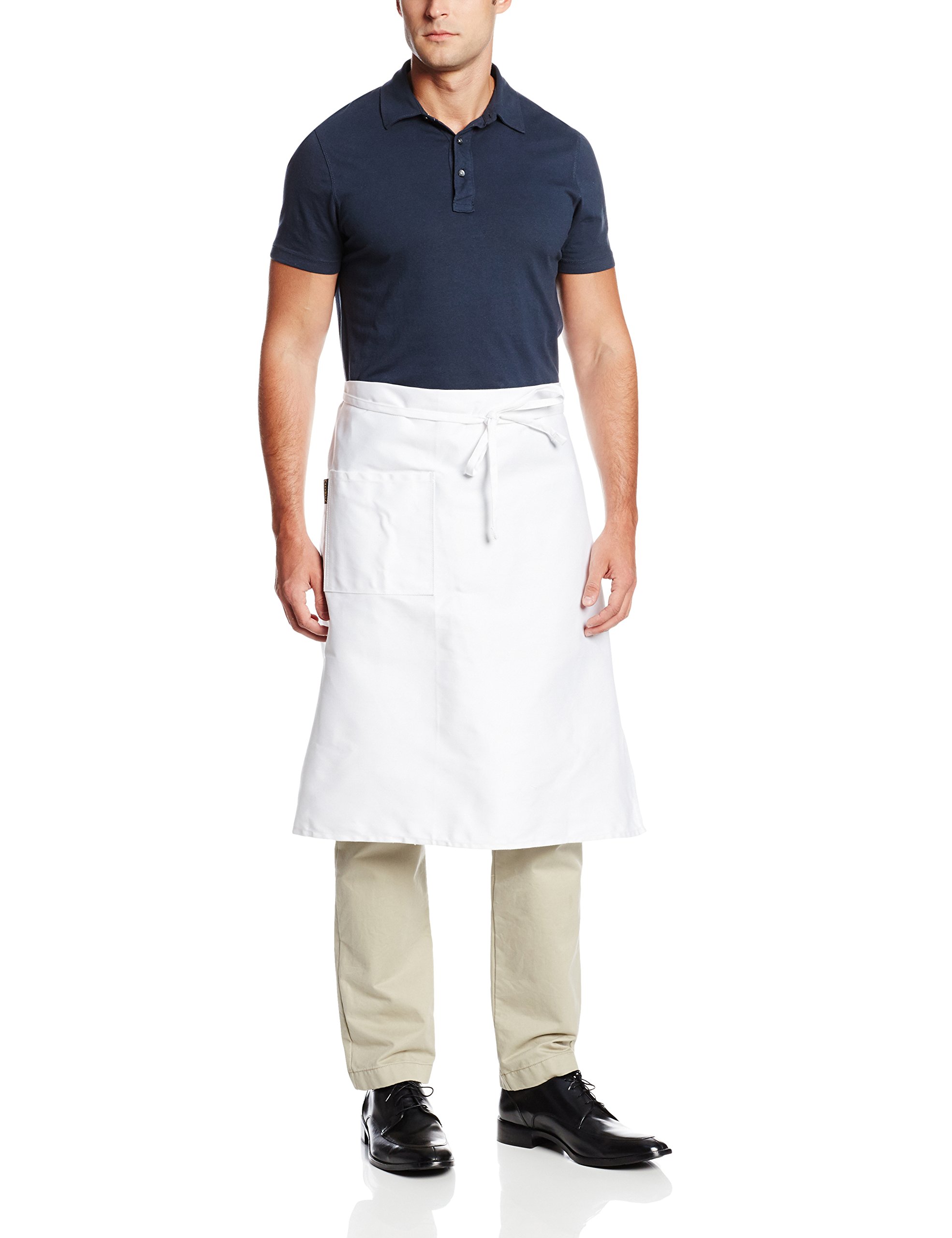 Chef Revival 607BA Poly Cotton Crew Bistro Apron with One Side Pocket, 30 by 33-Inch, White